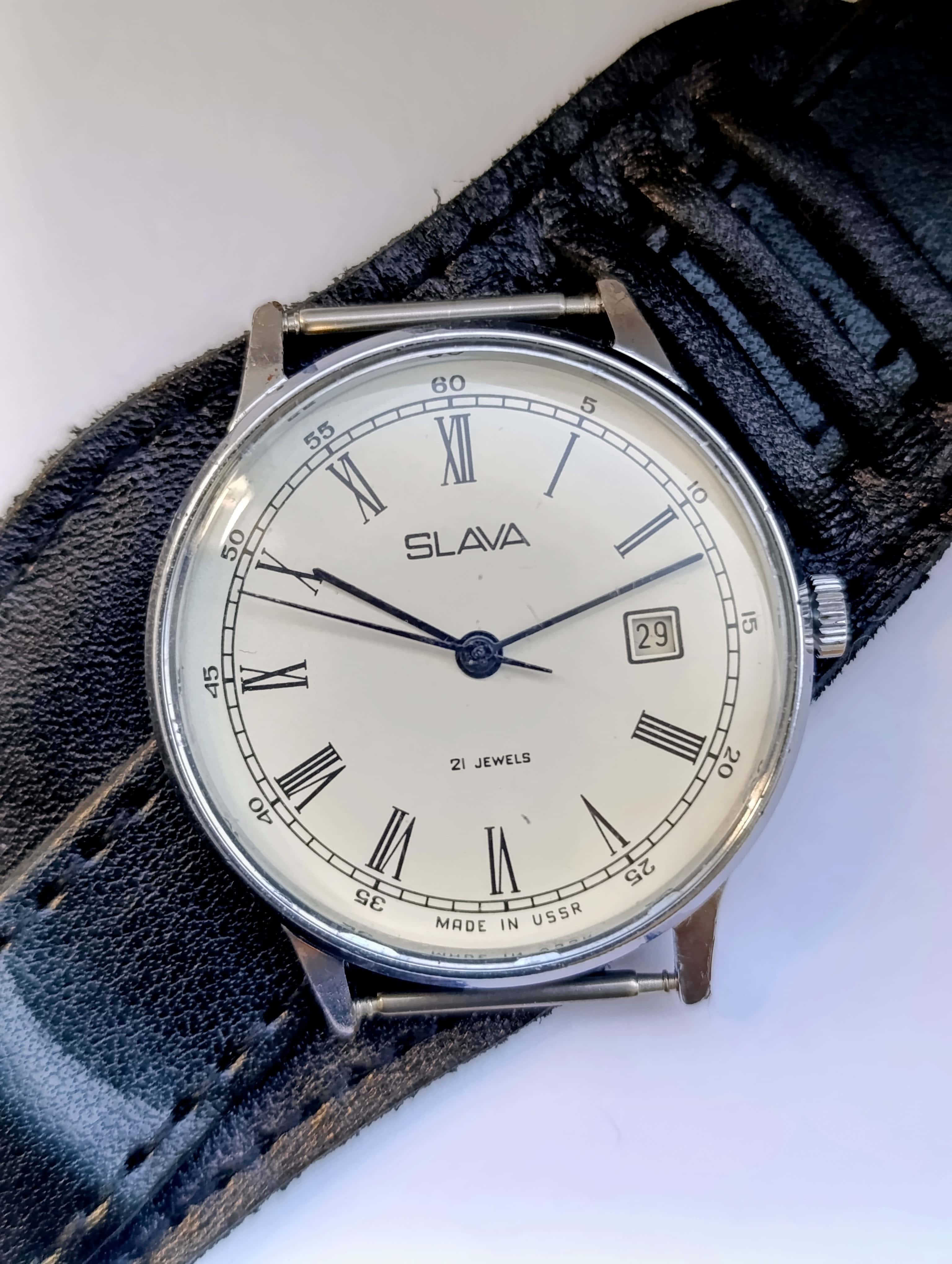 Vintage Slava Watch 1970s USSR – Caliber 2414, 21 Jewels