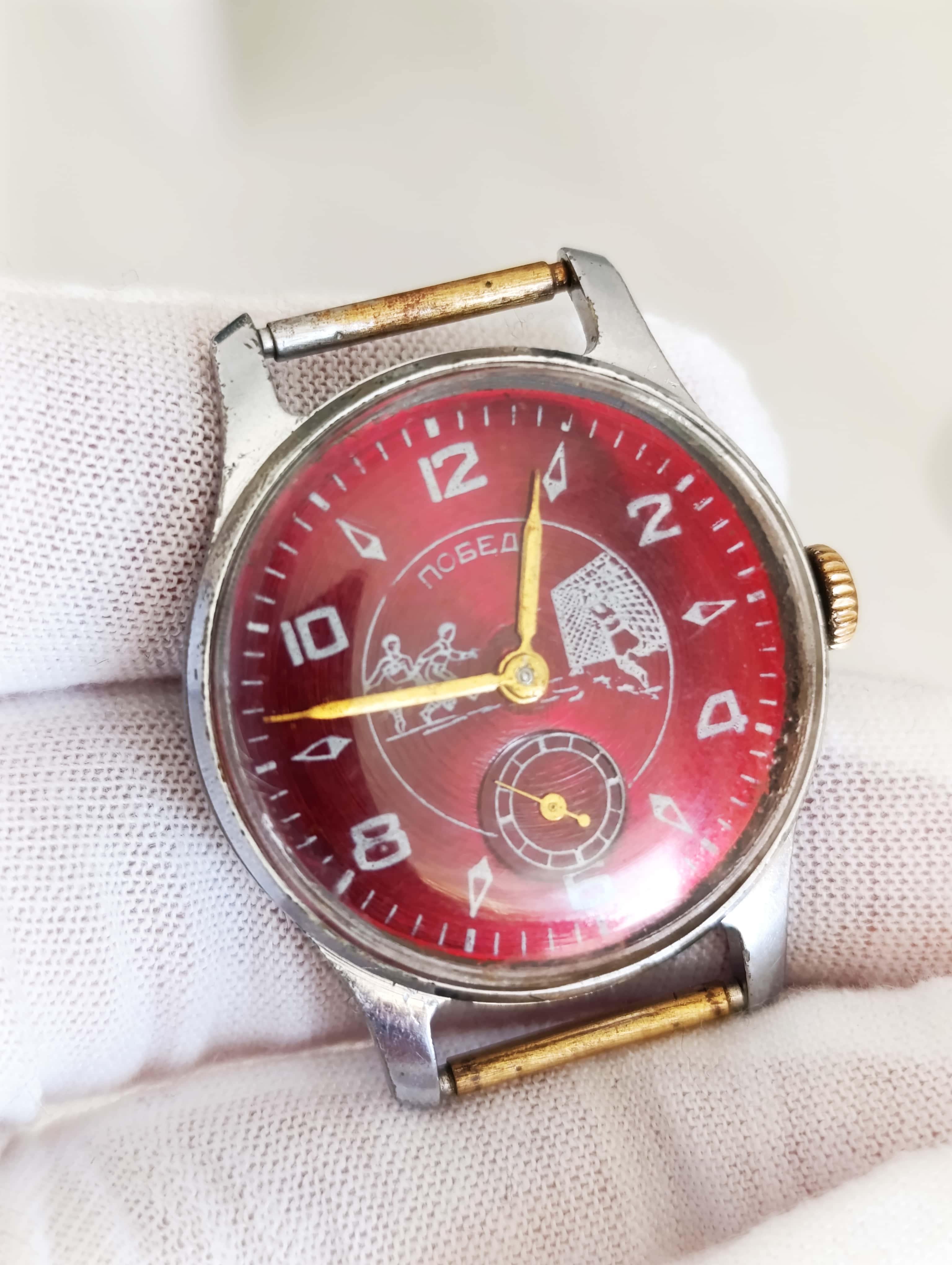 Soviet Watch Pobeda  Football-themed Dial Made in USSR 1953