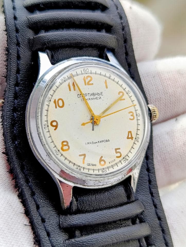 Vintage Soviet Watch Sportivnie 17 Jewels | USSR Collectible Mechanical 1956 | 1st Moscow Watch Factory – thumbnail 1