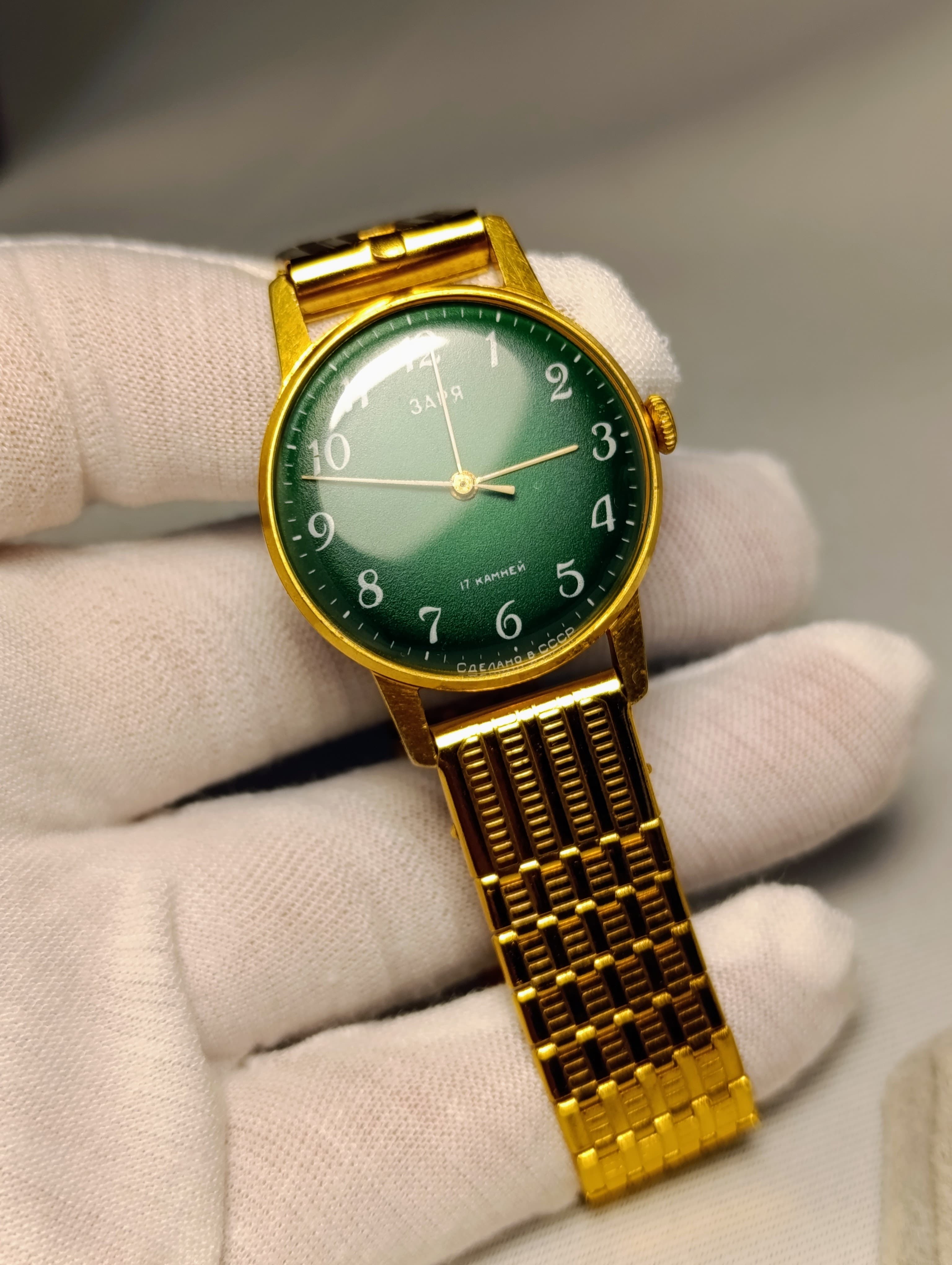 Soviet Watch Zarya Wrist Mechanical Gold Plated Watch New Bracelet Made in USSR 1975 – thumbnail 12
