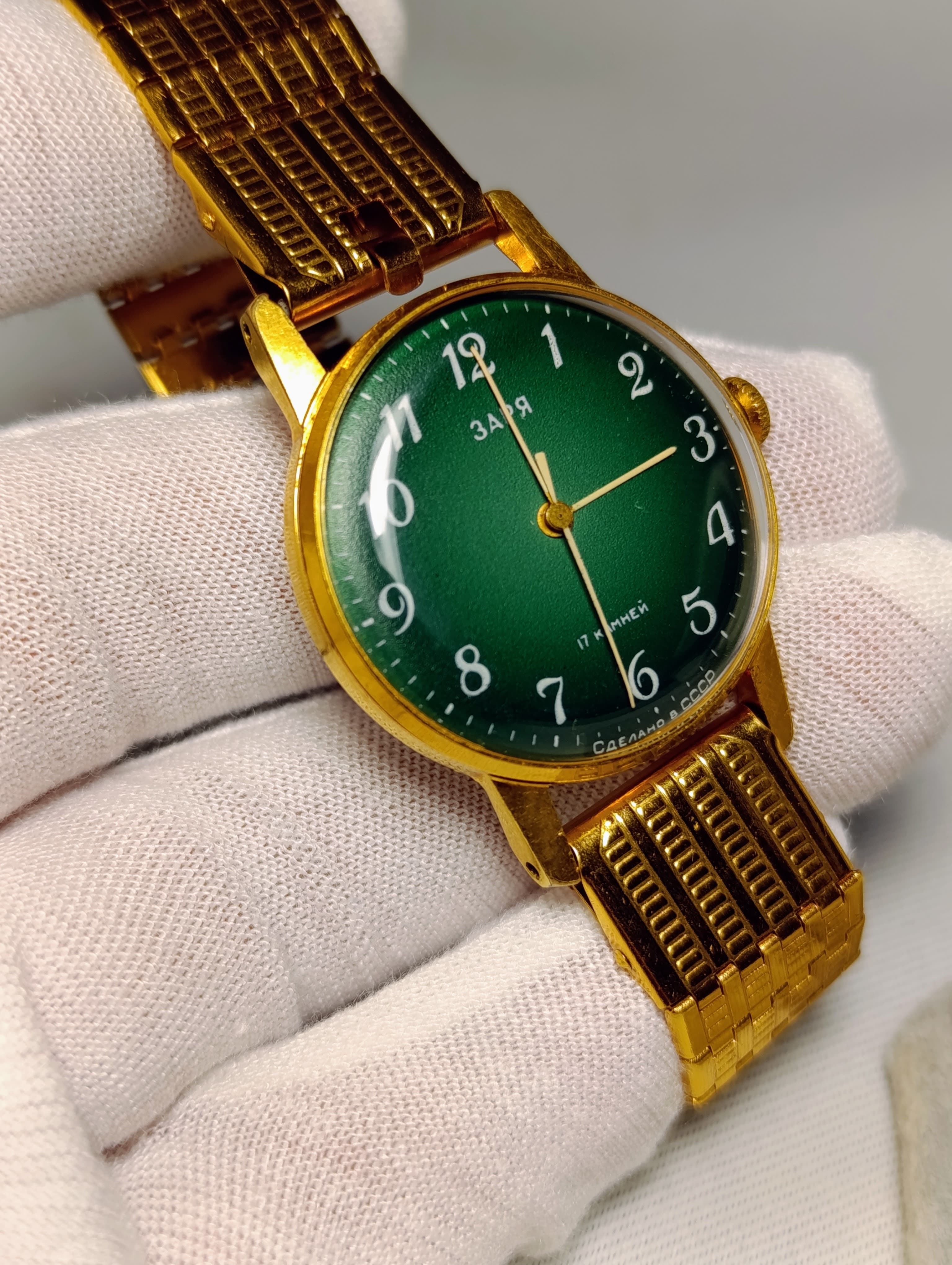 Soviet Watch Zarya Wrist Mechanical Gold Plated Watch New Bracelet Made in USSR 1975 – thumbnail 11