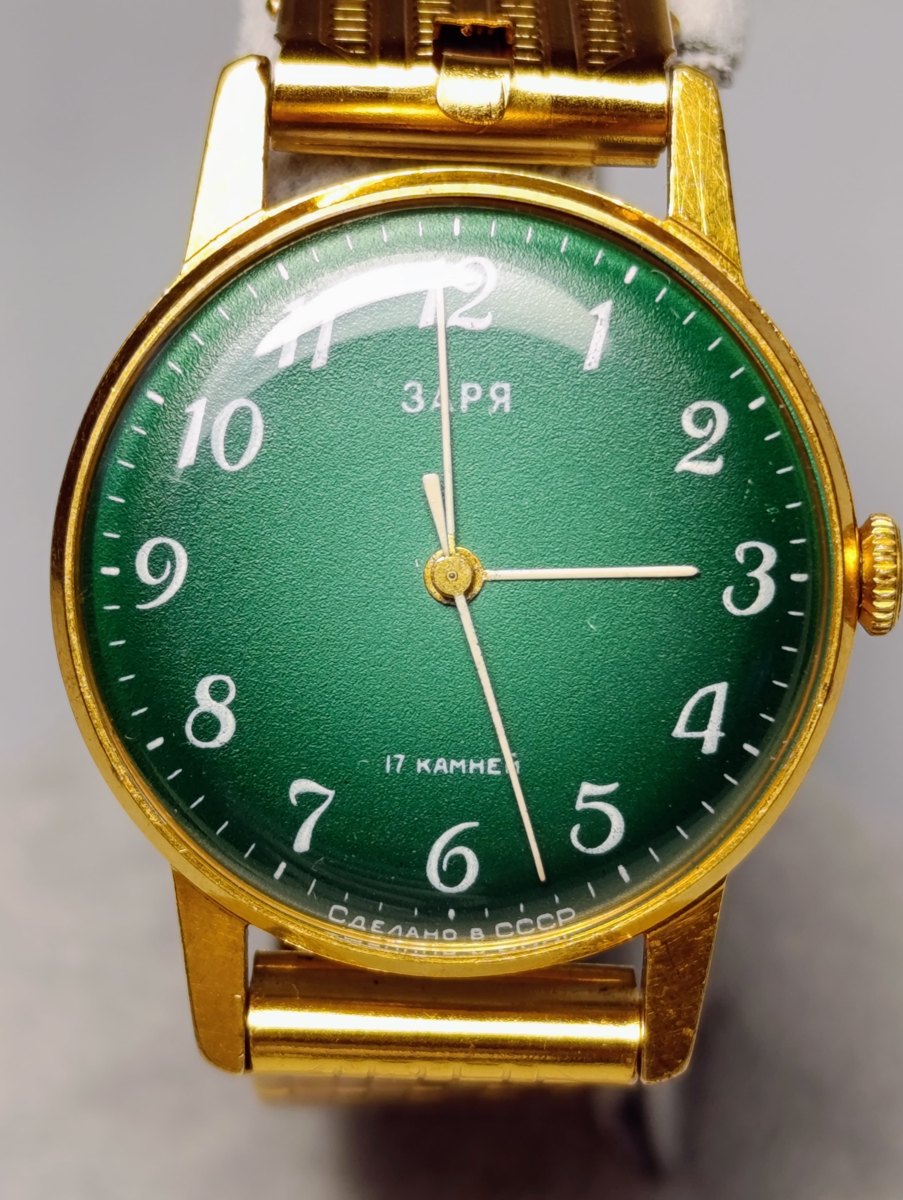 Soviet Watch Zarya Wrist Mechanical Gold Plated Watch New Bracelet Made in USSR 1975 – thumbnail 10