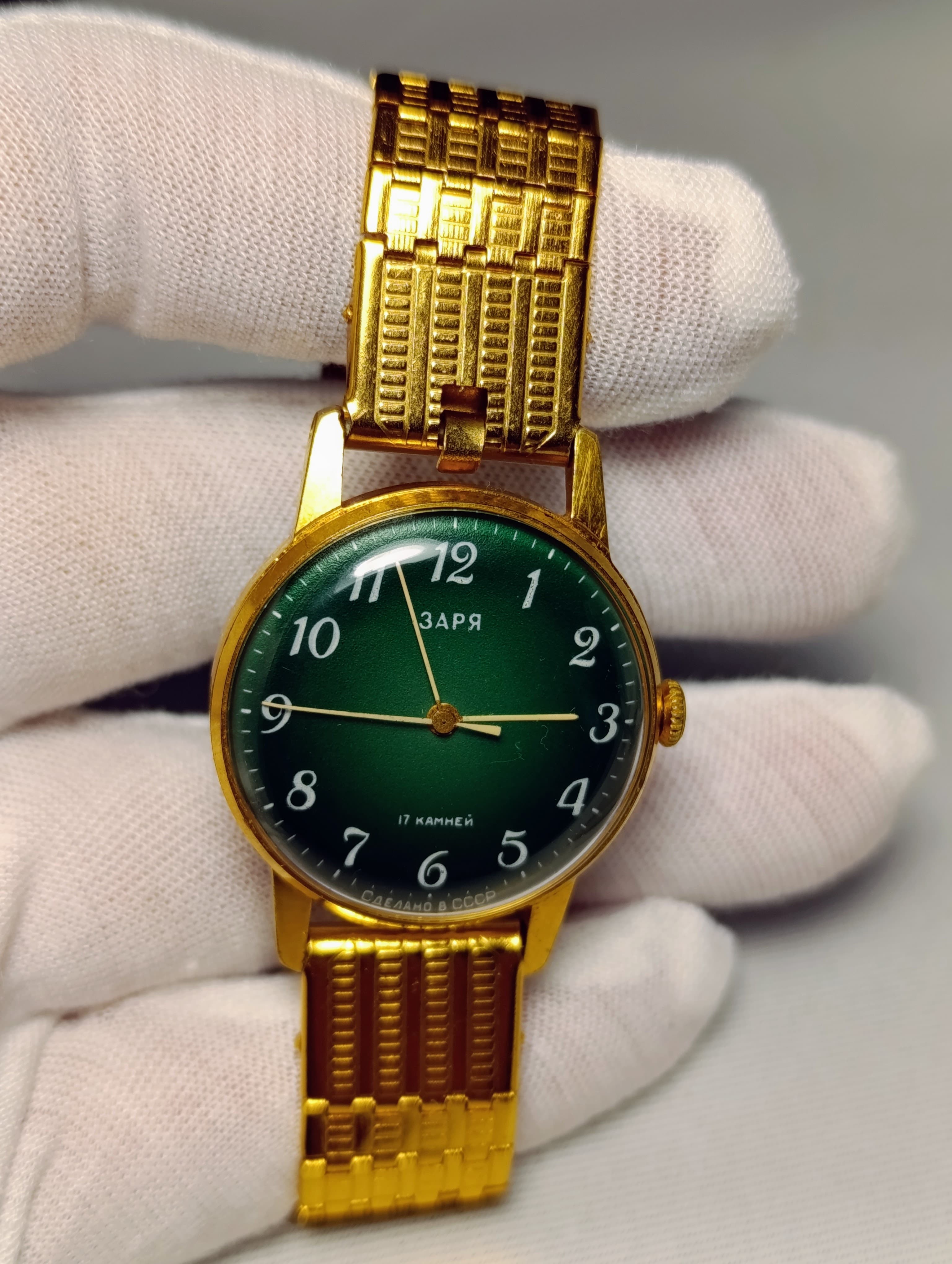 Soviet Watch Zarya Wrist Mechanical Gold Plated Watch New Bracelet Made in USSR 1975 – thumbnail 7
