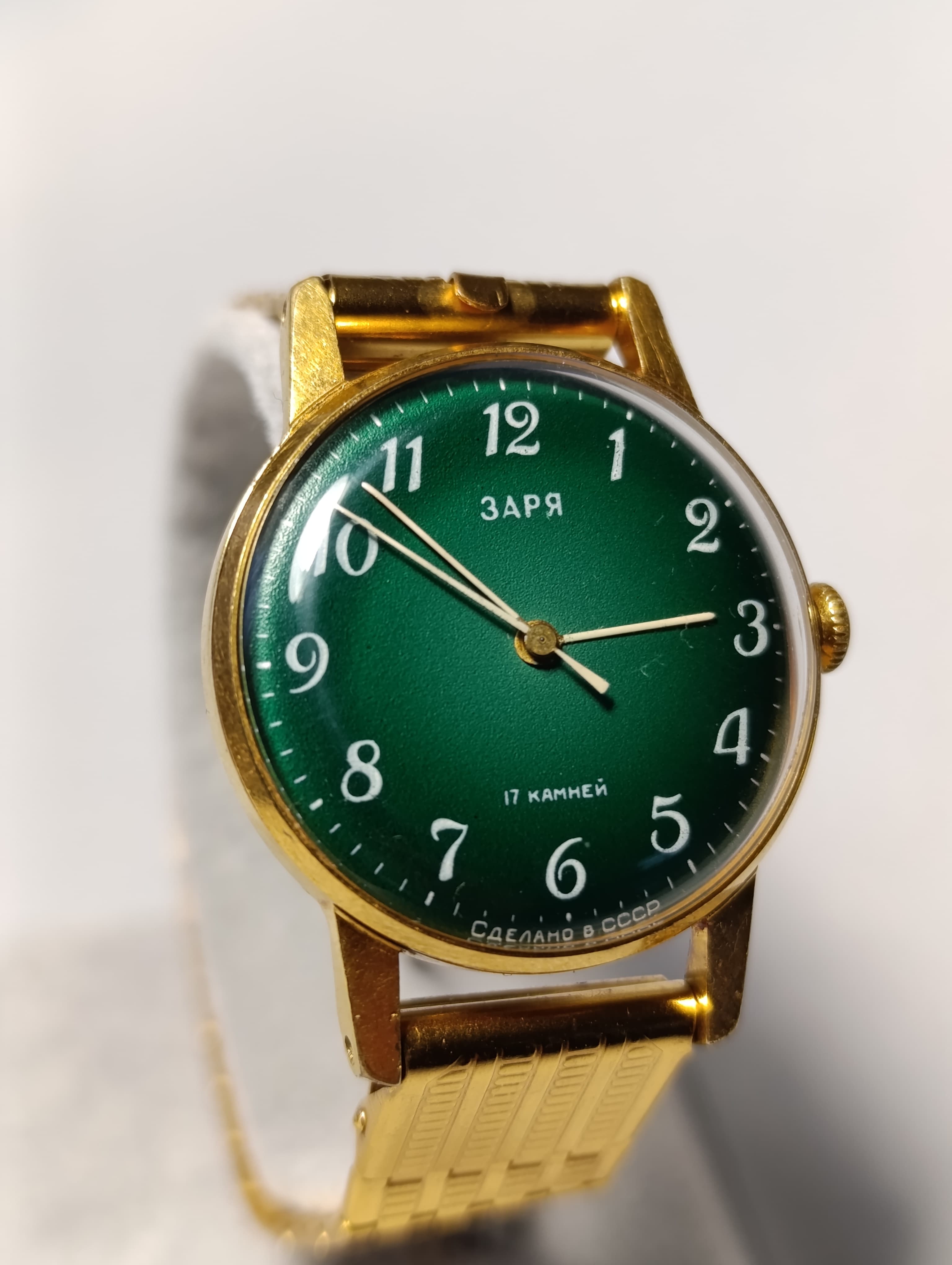 Soviet Watch Zarya Wrist Mechanical Gold Plated Watch New Bracelet Made in USSR 1975 – thumbnail 5