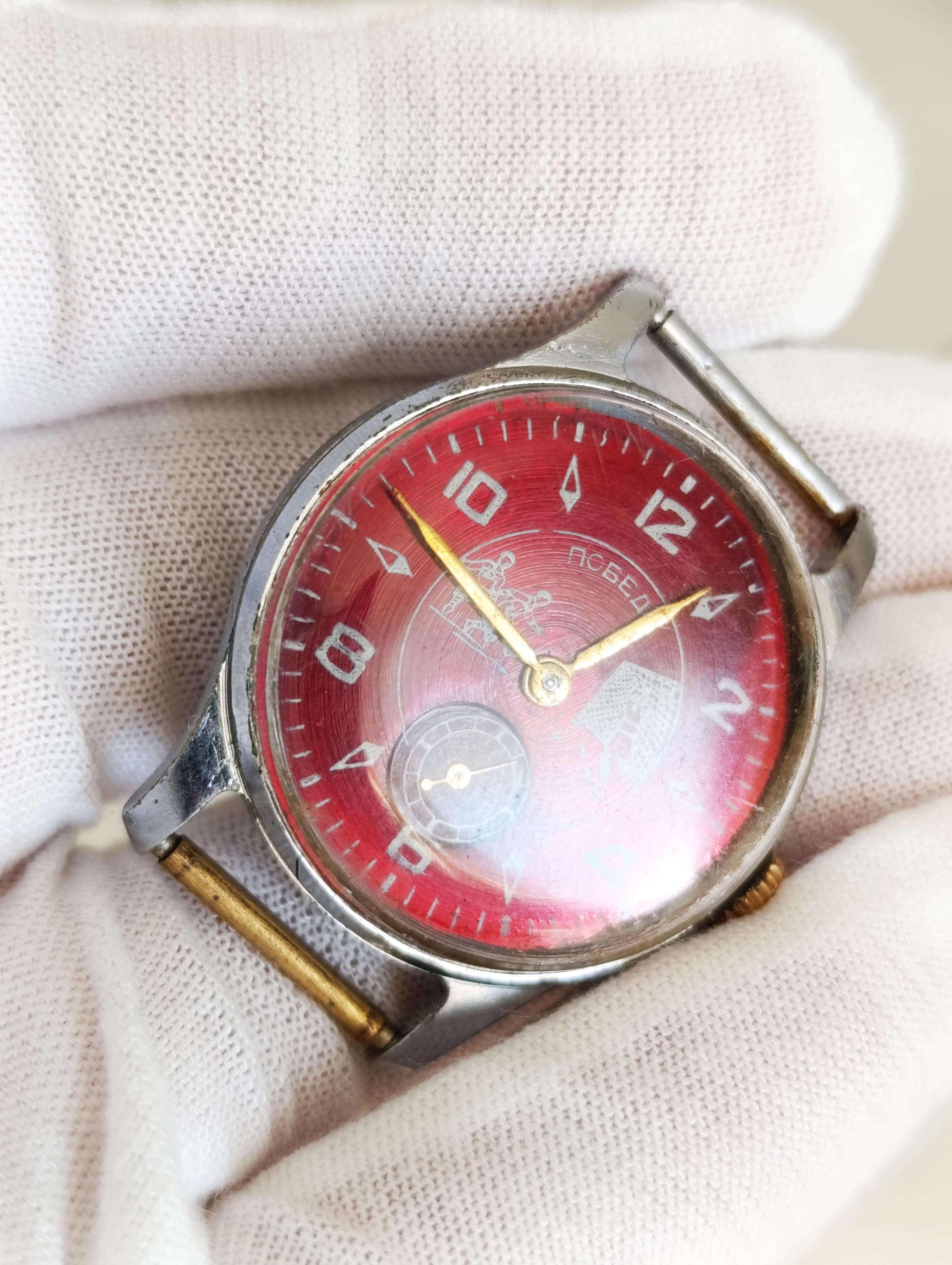 Soviet Watch Pobeda  Football-themed Dial Made in USSR 1953 – thumbnail 4