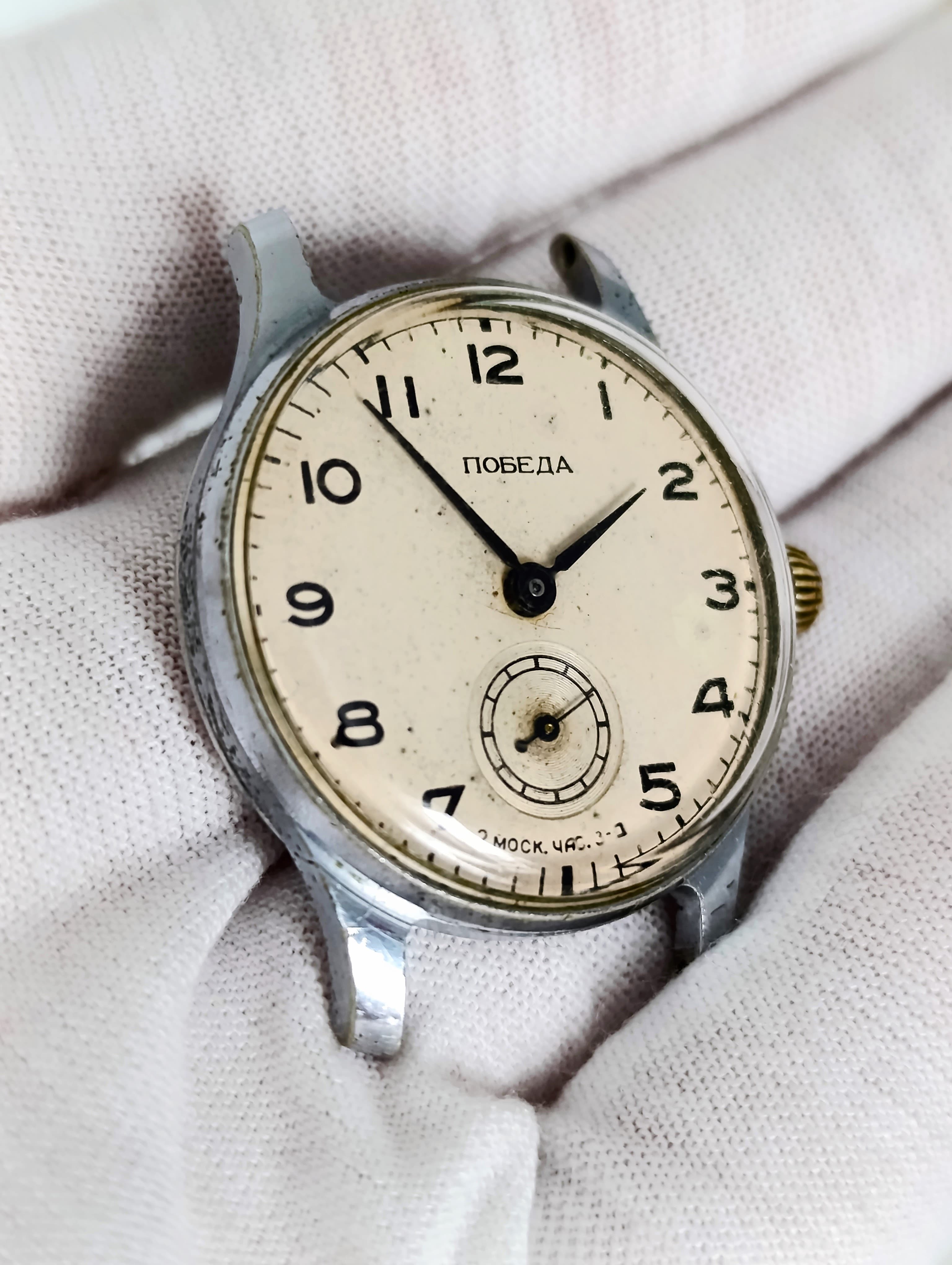 Rare Pobeda Watch 2 Moscow Watch Factory Vintage Soviet Wrist Watch 1954 – thumbnail 8