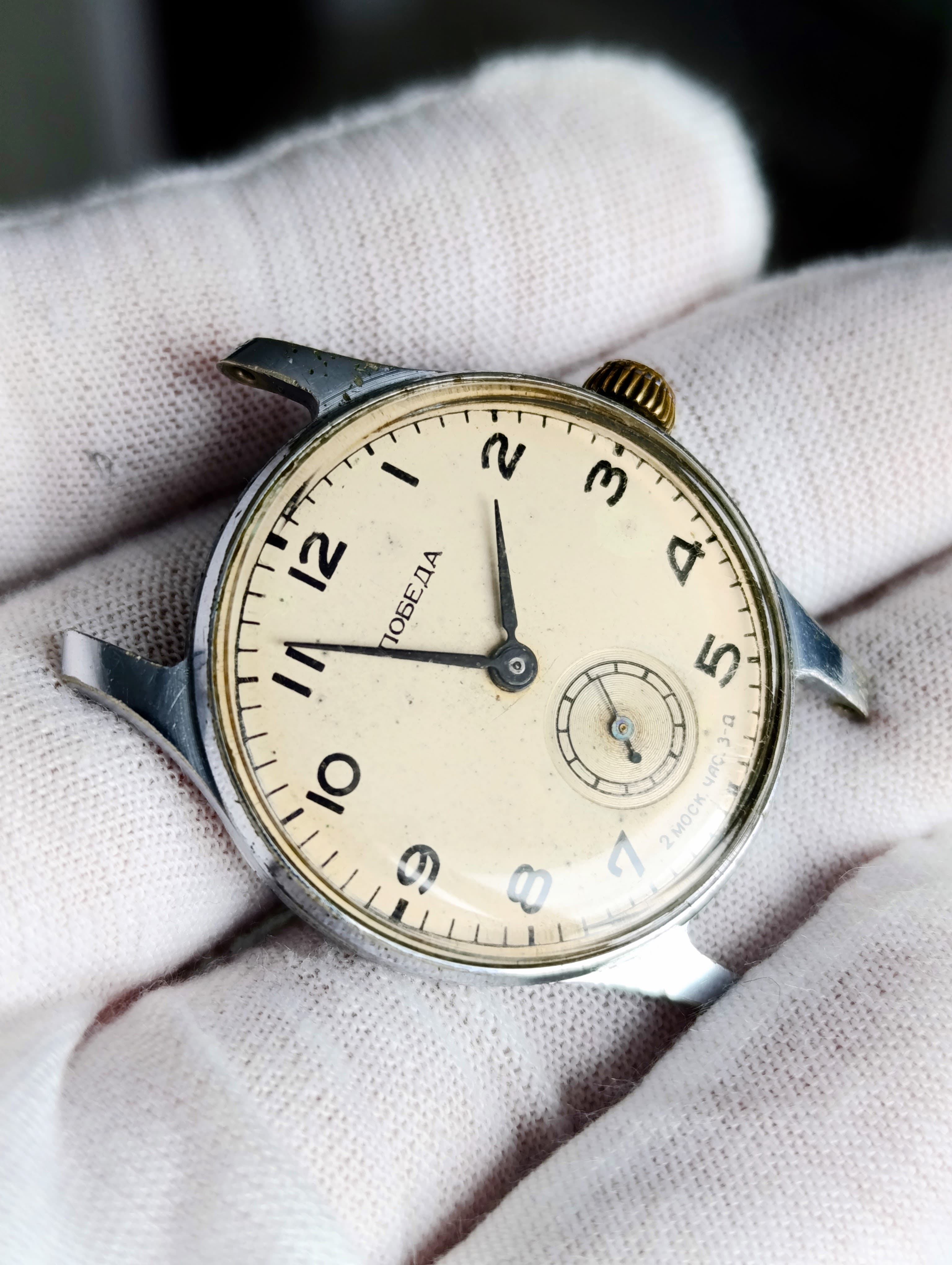 Rare Pobeda Watch 2 Moscow Watch Factory Vintage Soviet Wrist Watch 1954 – thumbnail 4