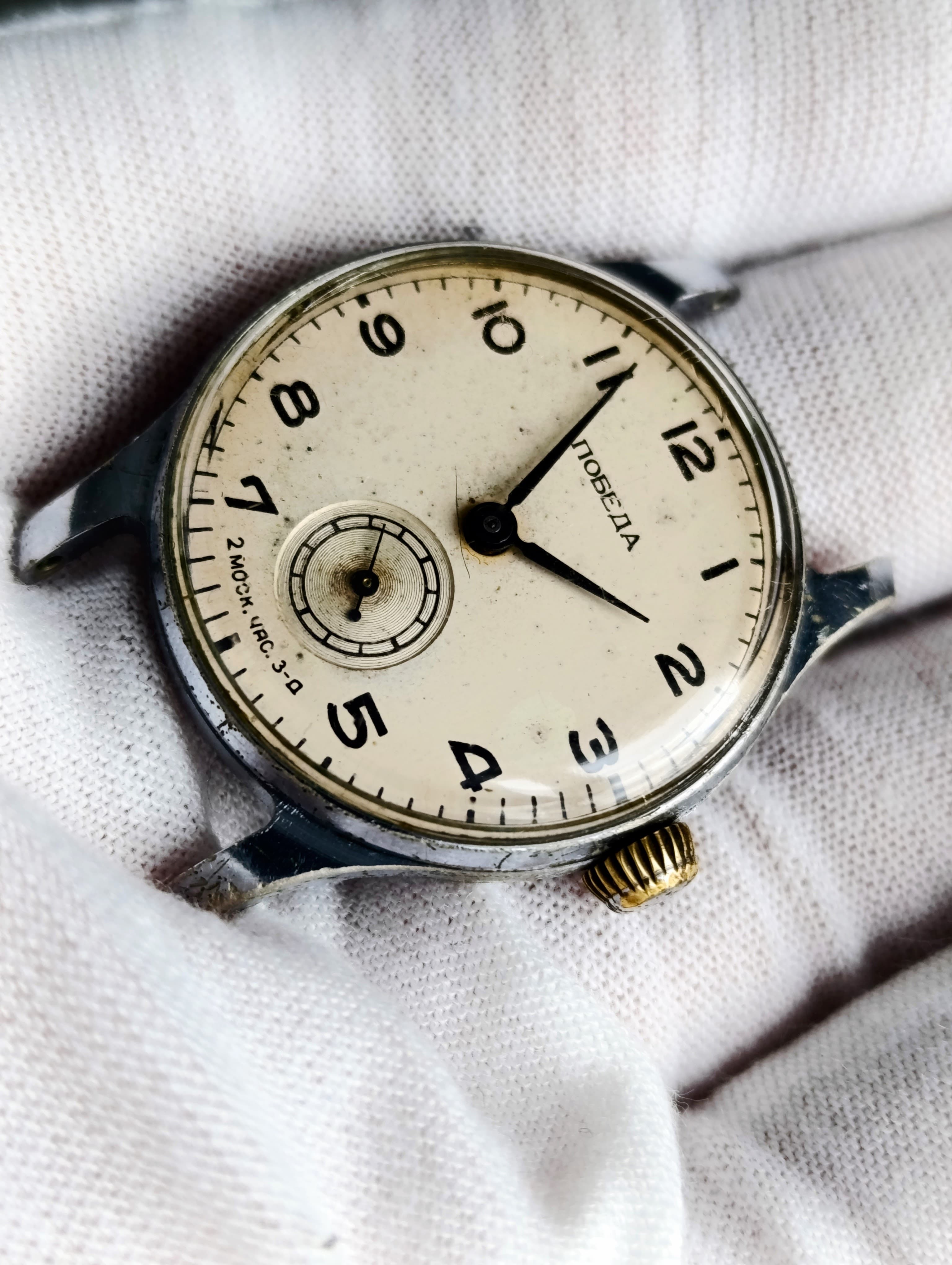 Rare Pobeda Watch 2 Moscow Watch Factory Vintage Soviet Wrist Watch 1954 – thumbnail 3