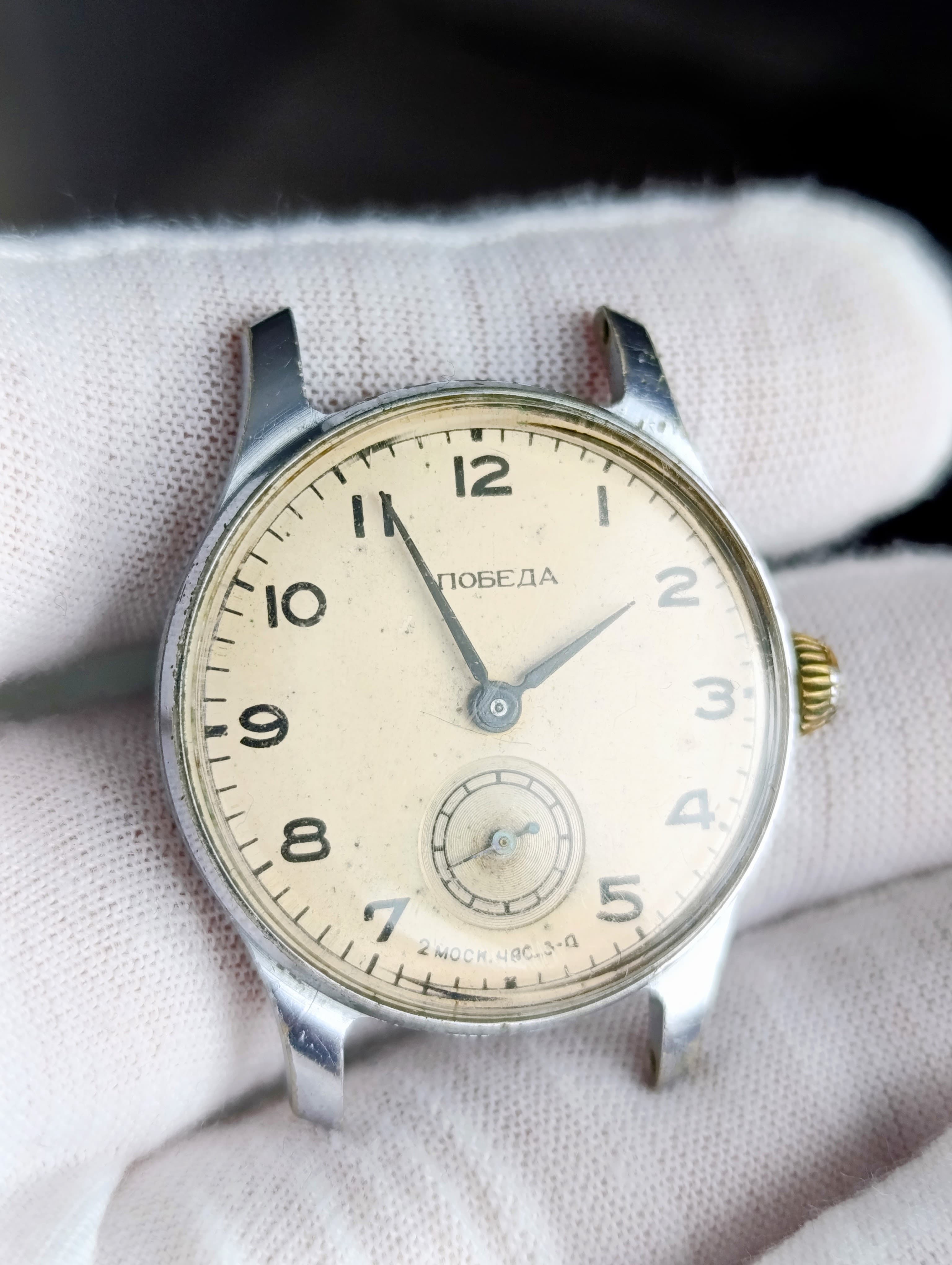 Rare Pobeda Watch 2 Moscow Watch Factory Vintage Soviet Wrist Watch 1954 – thumbnail 2