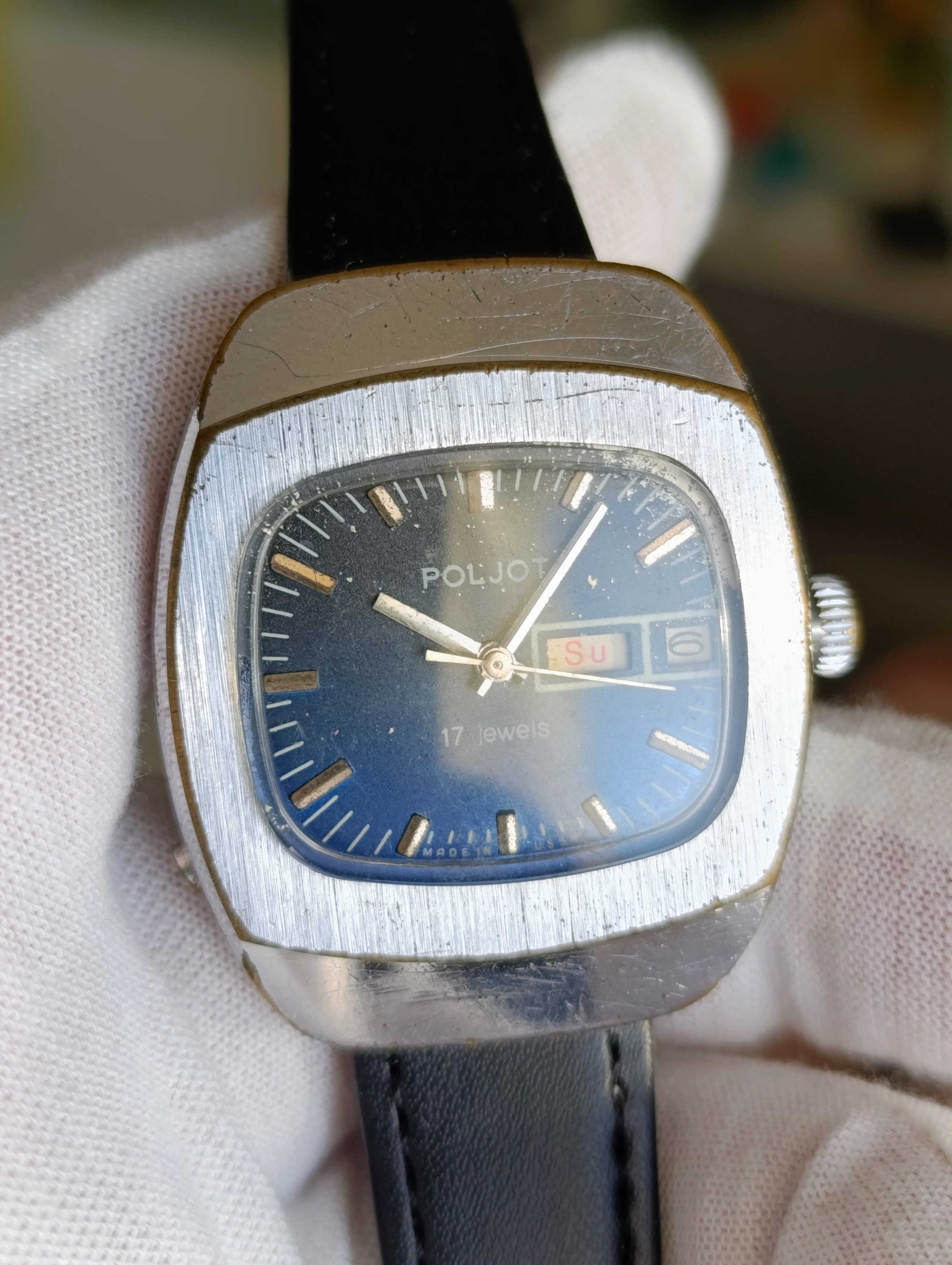 Poljot 2628H Vintage USSR Mechanical Watch First Moscow Watch Factory Blue Dial – thumbnail 12