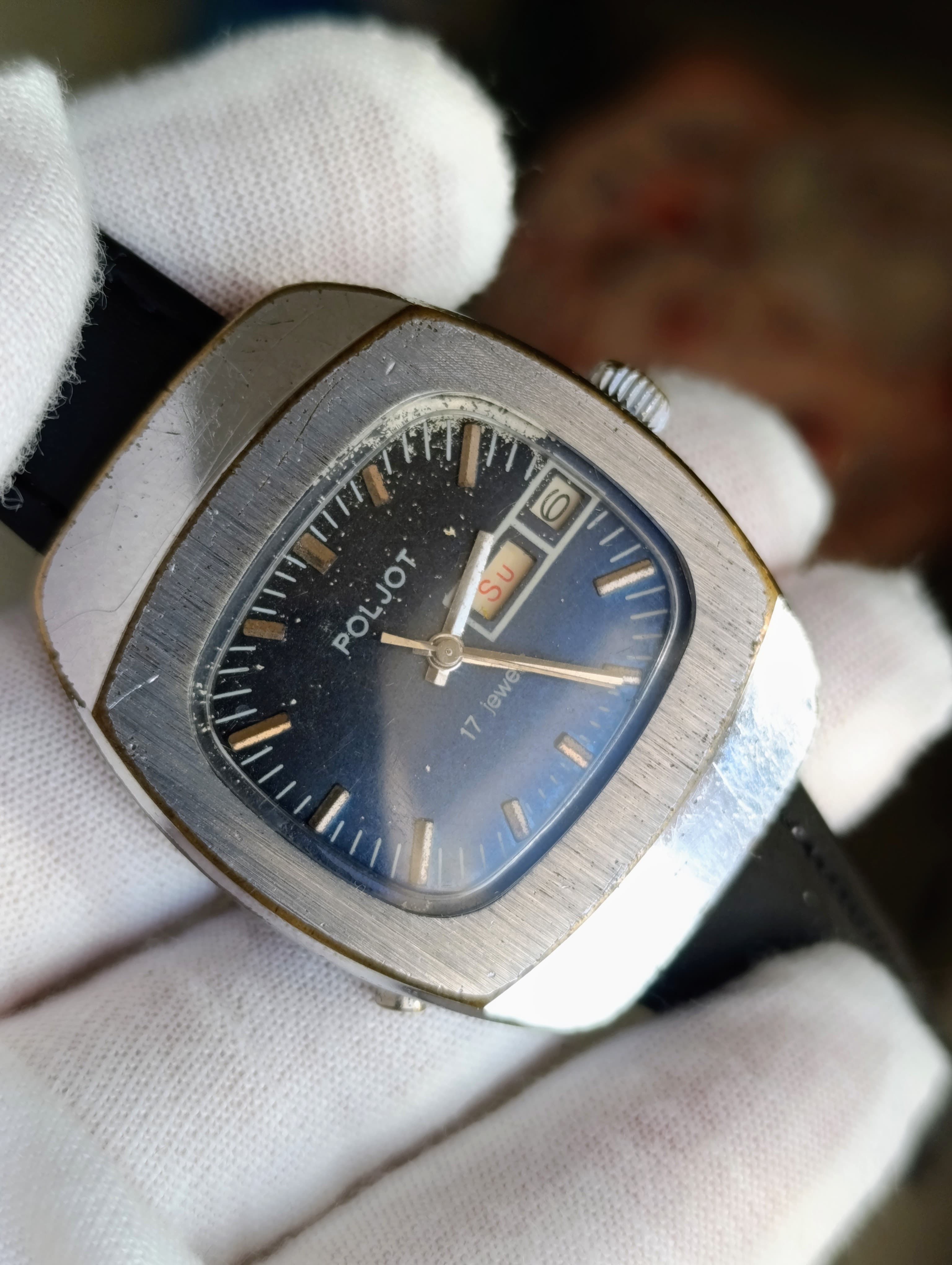 Poljot 2628H Vintage USSR Mechanical Watch First Moscow Watch Factory Blue Dial – thumbnail 10