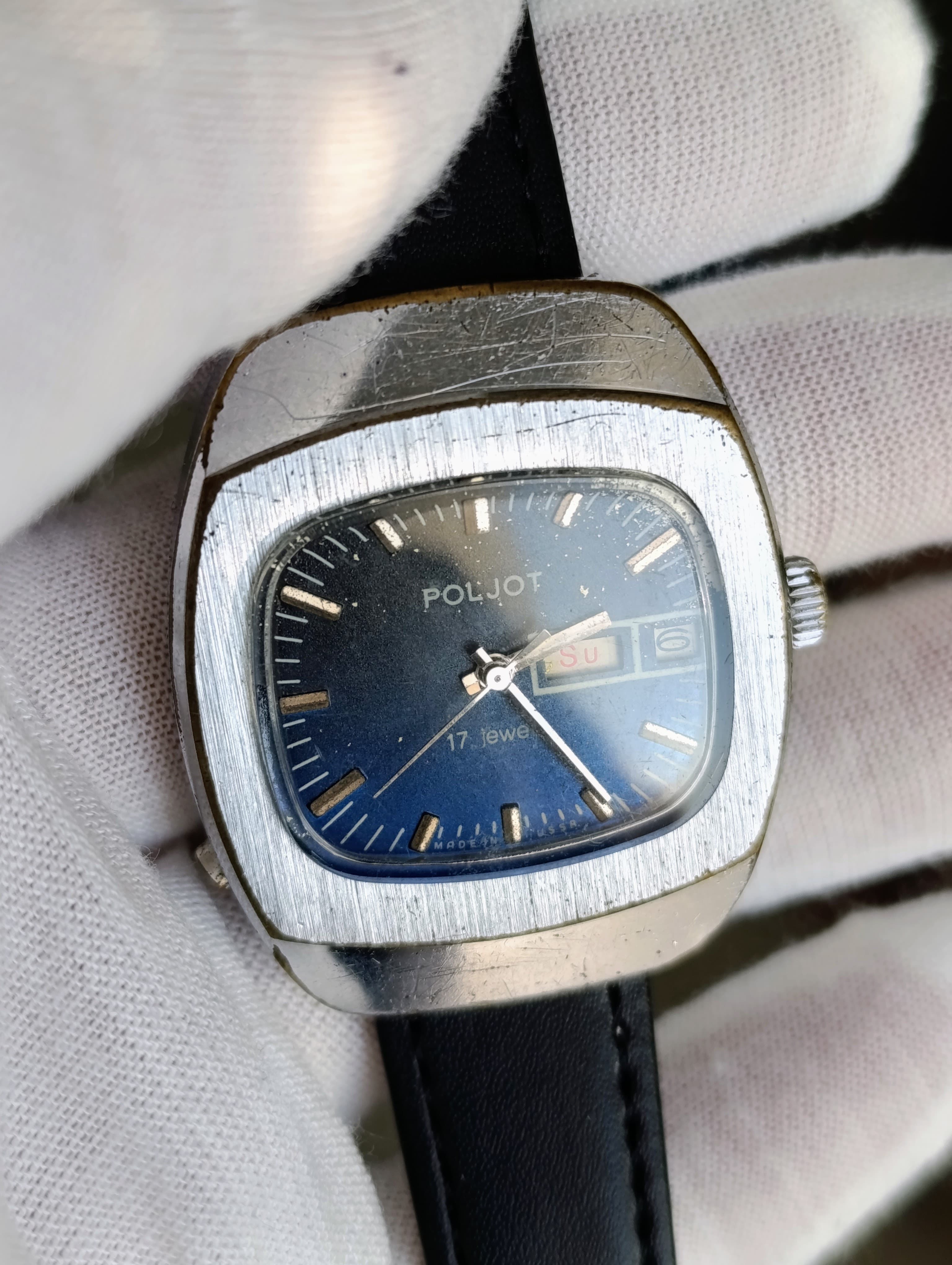 Poljot 2628H Vintage USSR Mechanical Watch First Moscow Watch Factory Blue Dial – thumbnail 2