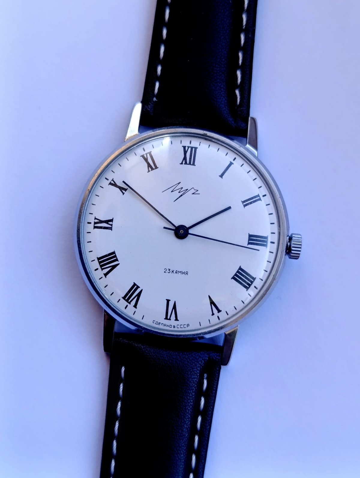Vintage Luch Soviet Watch Cal. 2209 23 Jewels Ultra Thin Mechanical USSR 1980s – thumbnail 2