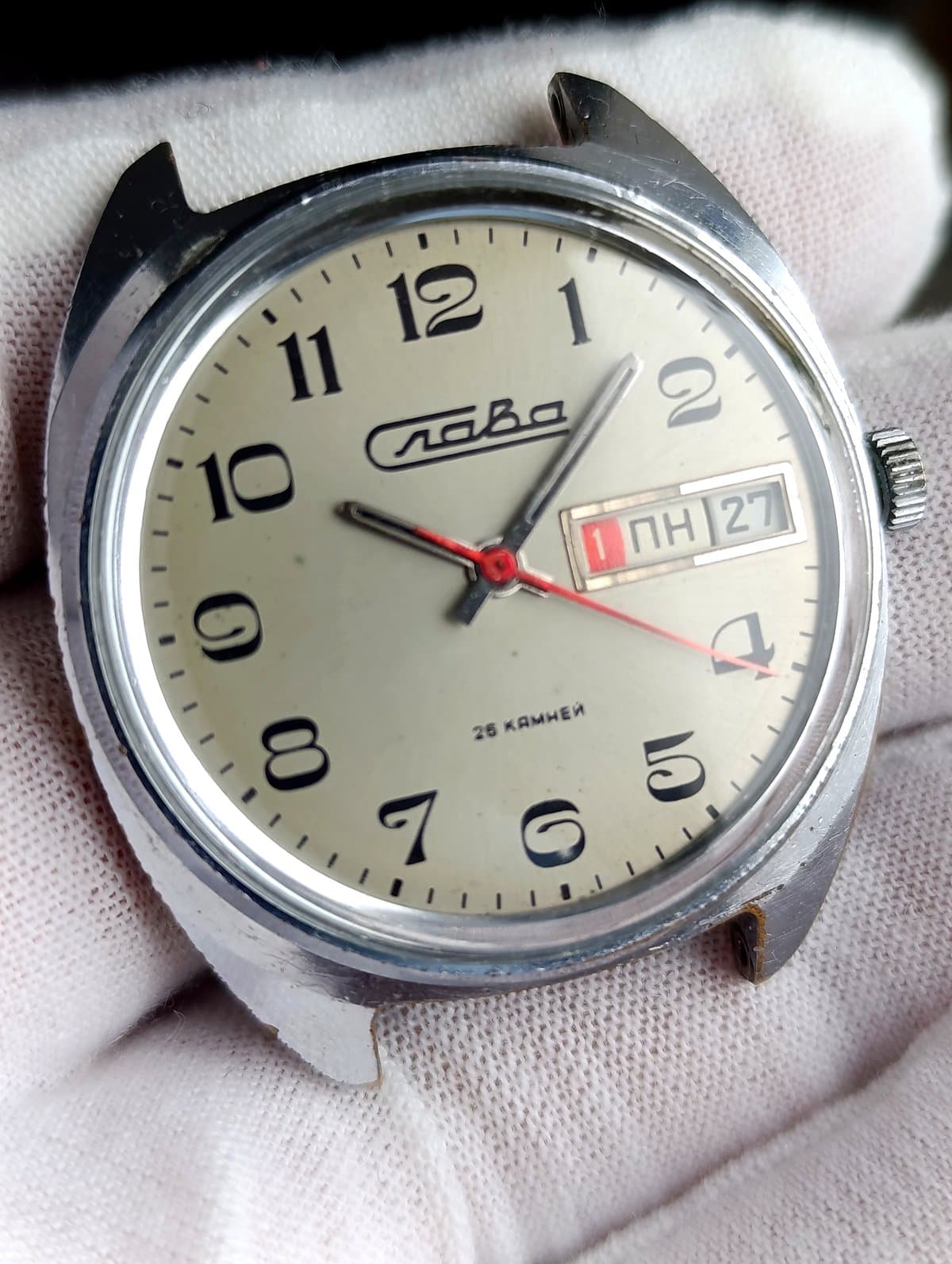 Slava 2428 Mechanical Watch 1980s – Soviet Triple Calendar, 26 Jewels – thumbnail 4