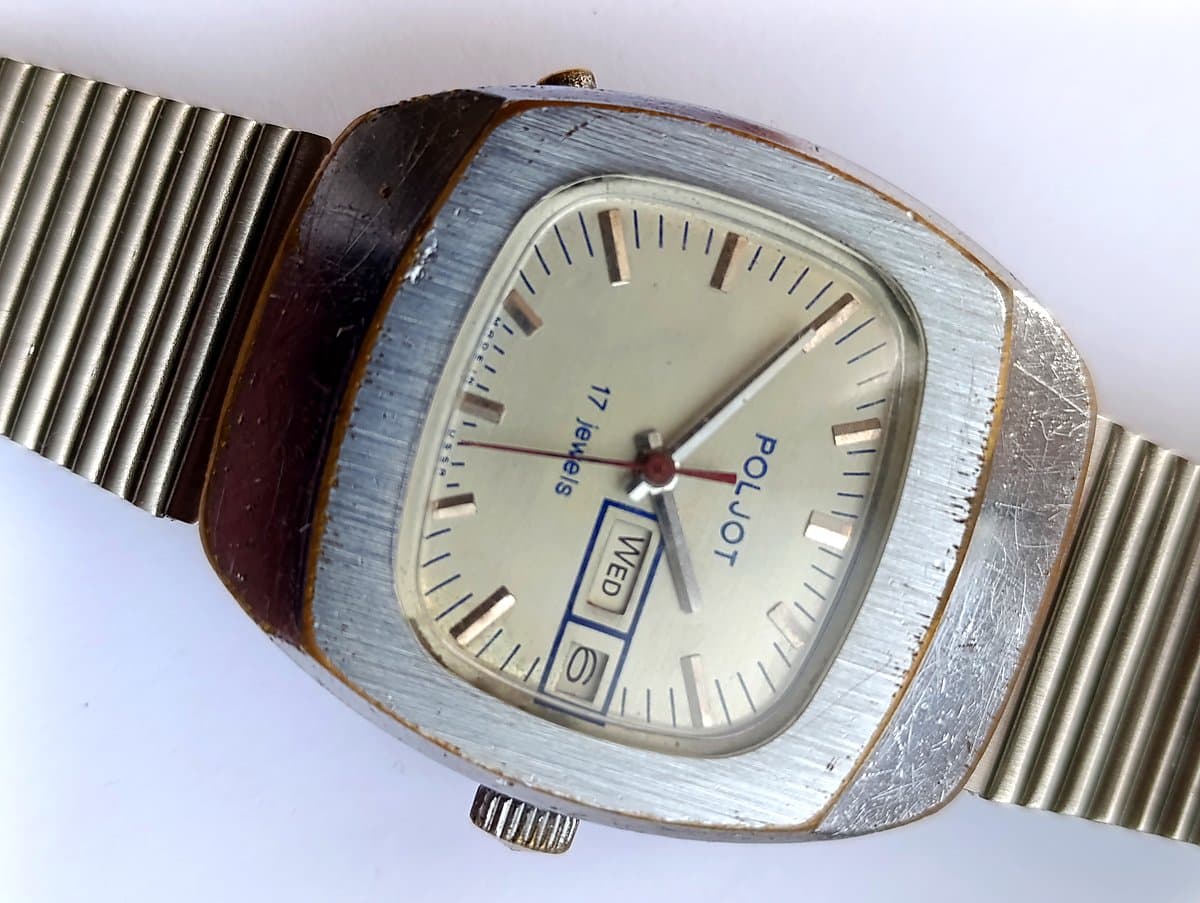 Vintage Poljot 2628.H 1979 USSR Watch Silver Dial NOS ZIM Bracelet – thumbnail 3