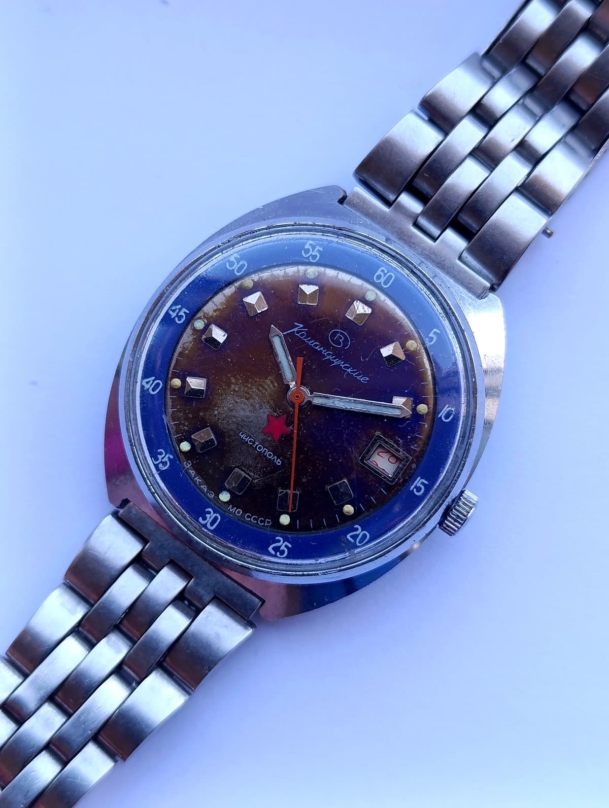Vintage Komandirskie Soviet Watch Cal. 2234 Hacking Made in USSR Steel Bracelet – thumbnail 1