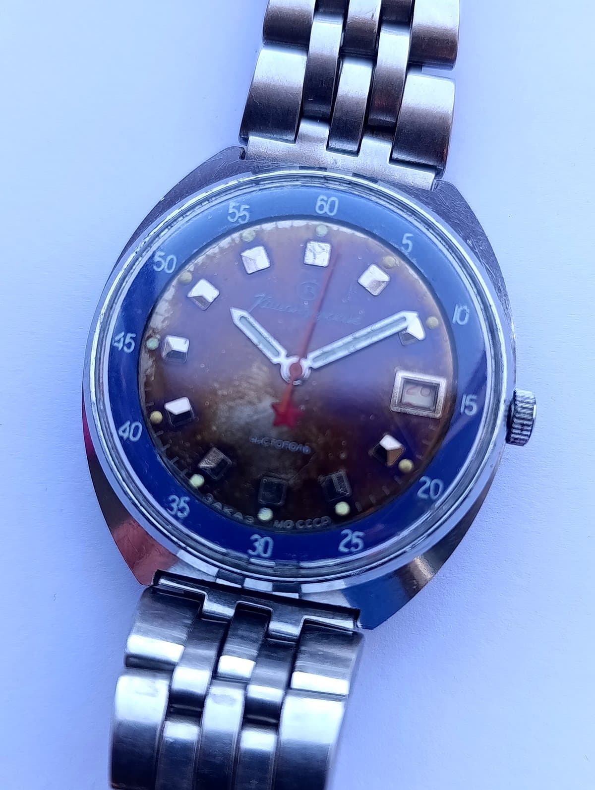 Vintage Komandirskie Soviet Watch Cal. 2234 Hacking Made in USSR Steel Bracelet – thumbnail 3