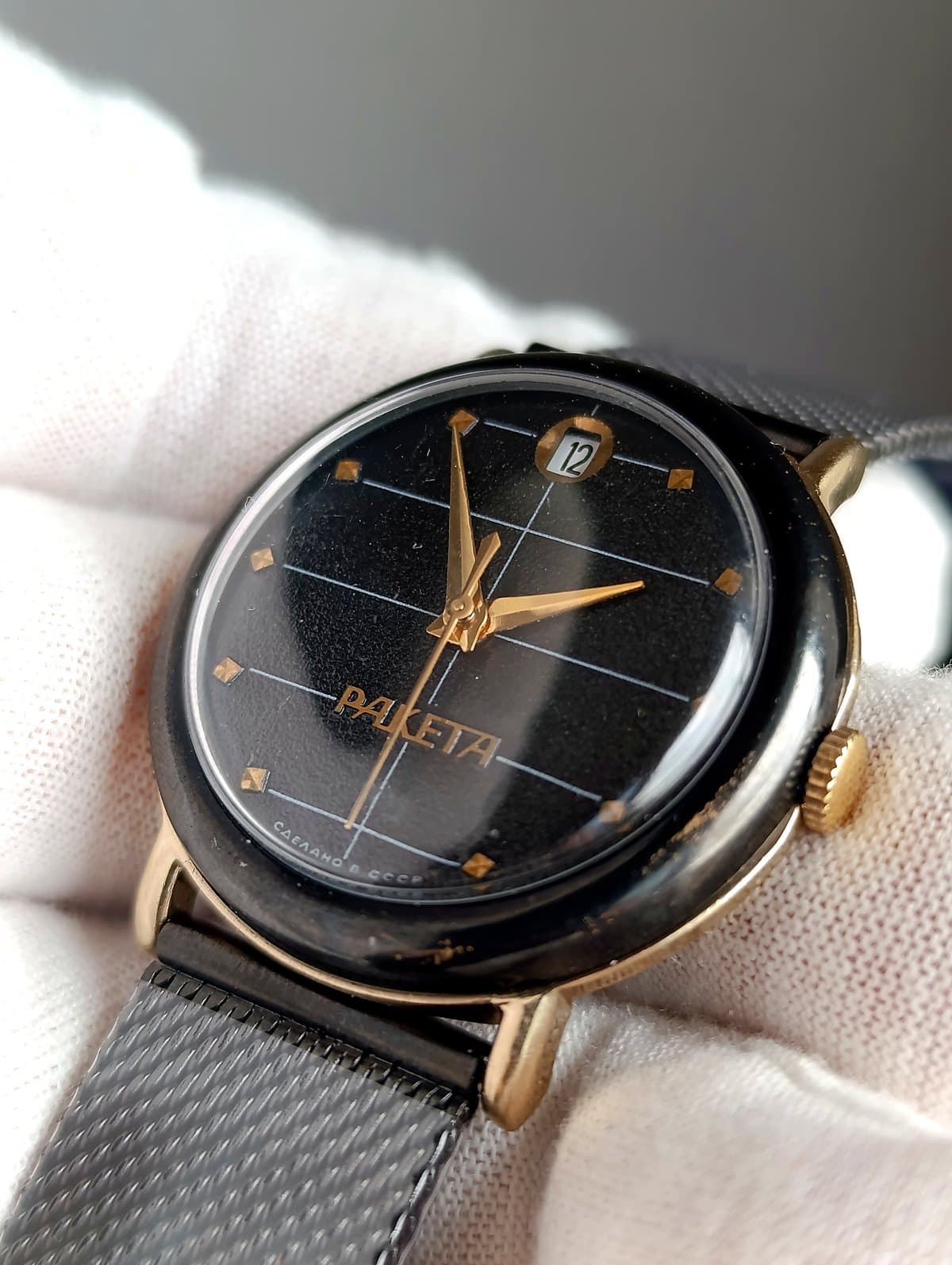 Raketa Black Prince USSR Watch 1980s Gold Plated Crosshair Dial Serviced Vintage – thumbnail 5