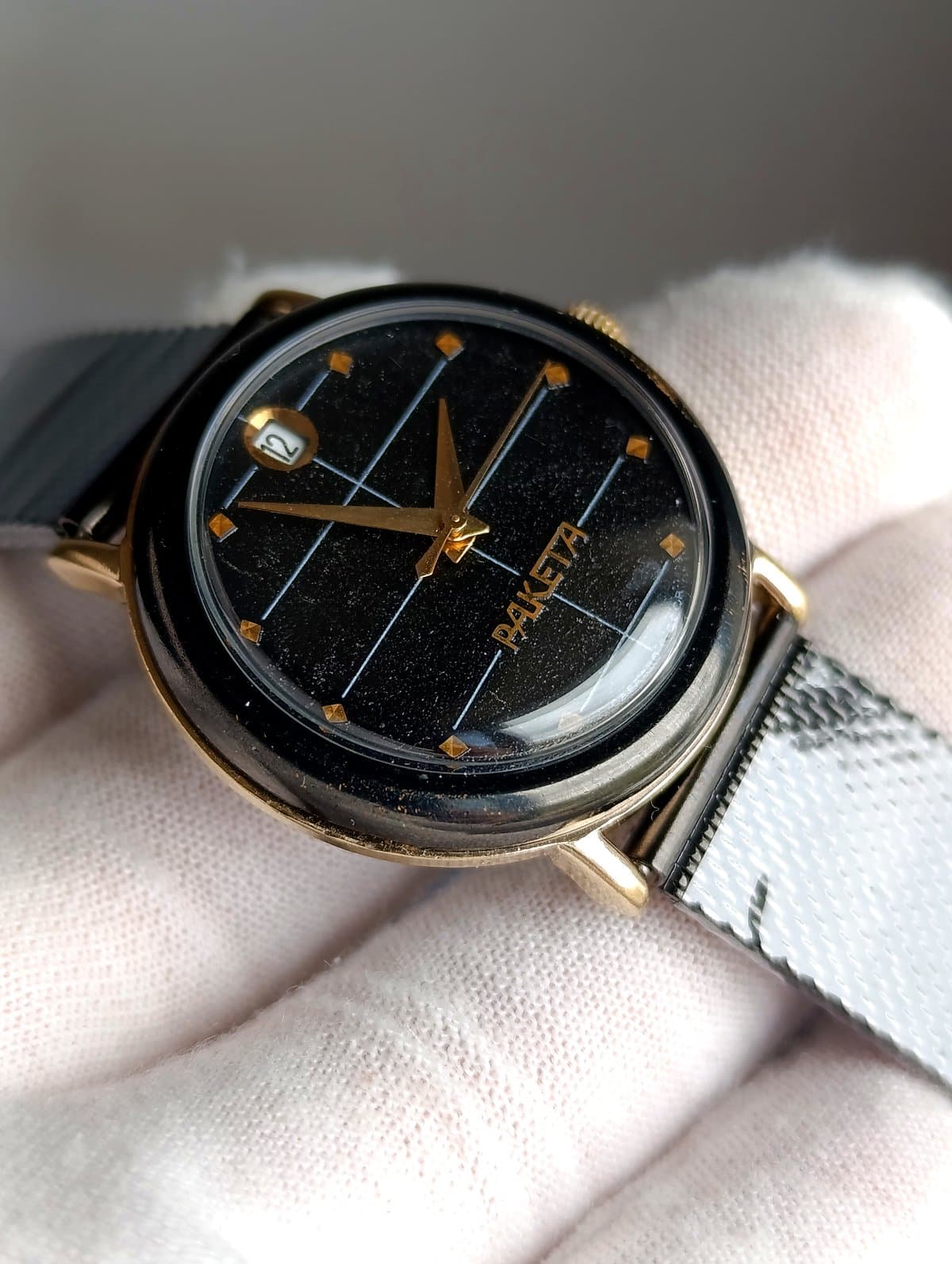 Raketa Black Prince USSR Watch 1980s Gold Plated Crosshair Dial Serviced Vintage – thumbnail 7