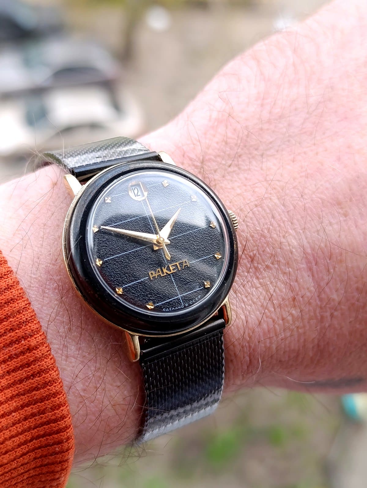 Raketa Black Prince USSR Watch 1980s Gold Plated Crosshair Dial Serviced Vintage – thumbnail 12