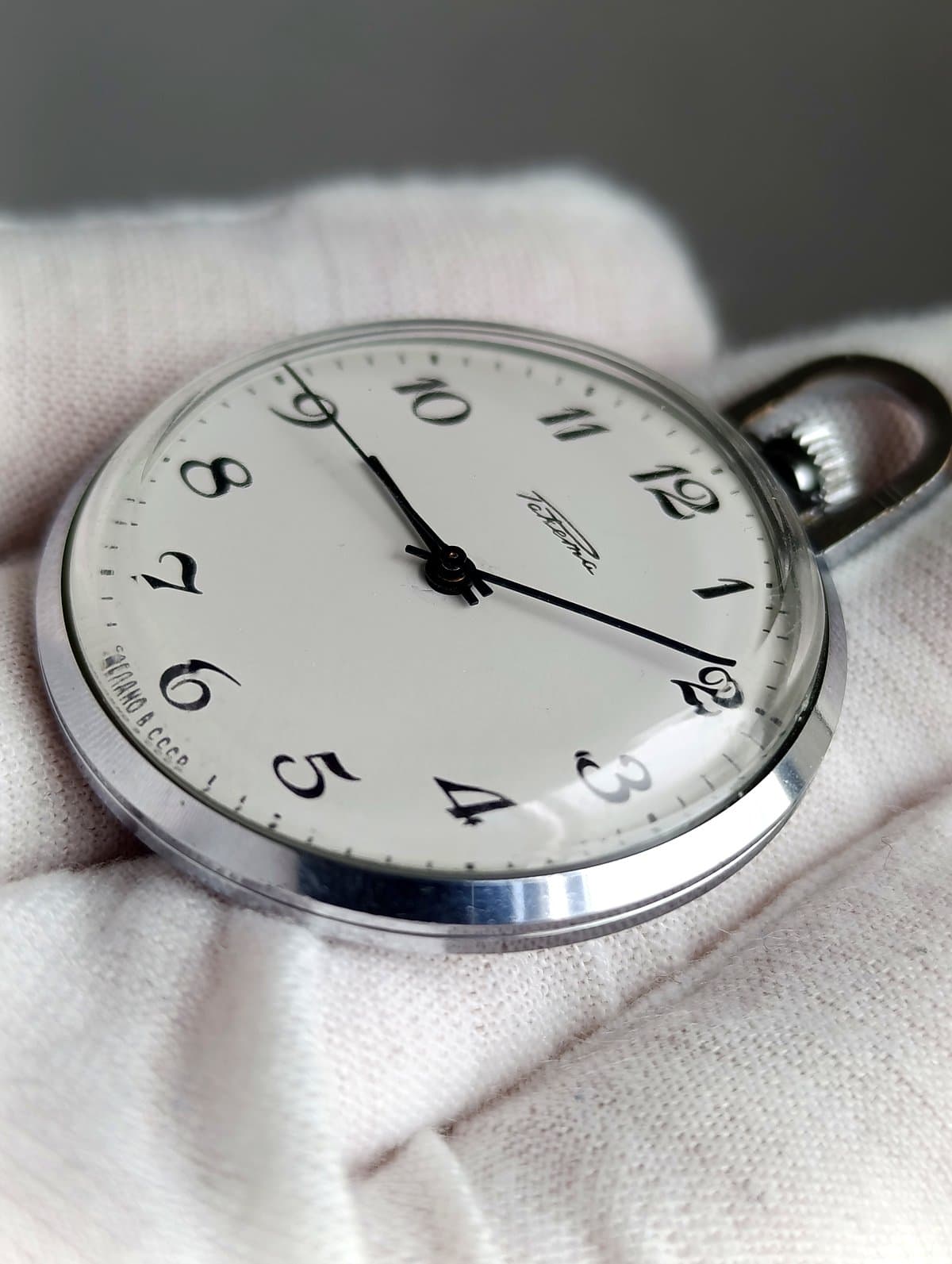 Soviet Raketa Pocket Watch 2609HA Mechanical 19 Jewels Chrome Case Serviced USSR – thumbnail 5