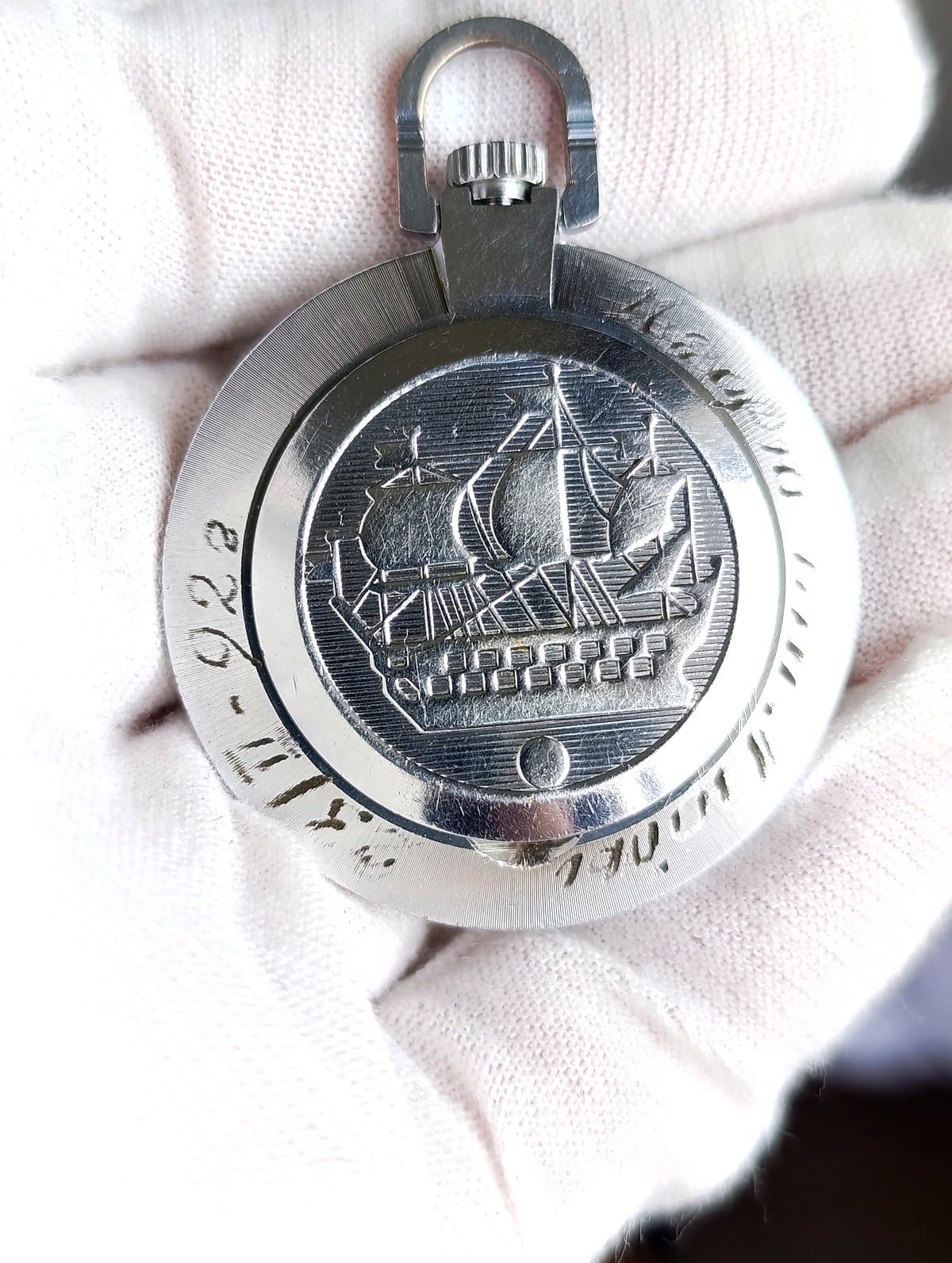 Soviet Raketa Pocket Watch 2609HA Mechanical 19 Jewels Chrome Case Serviced USSR – thumbnail 8