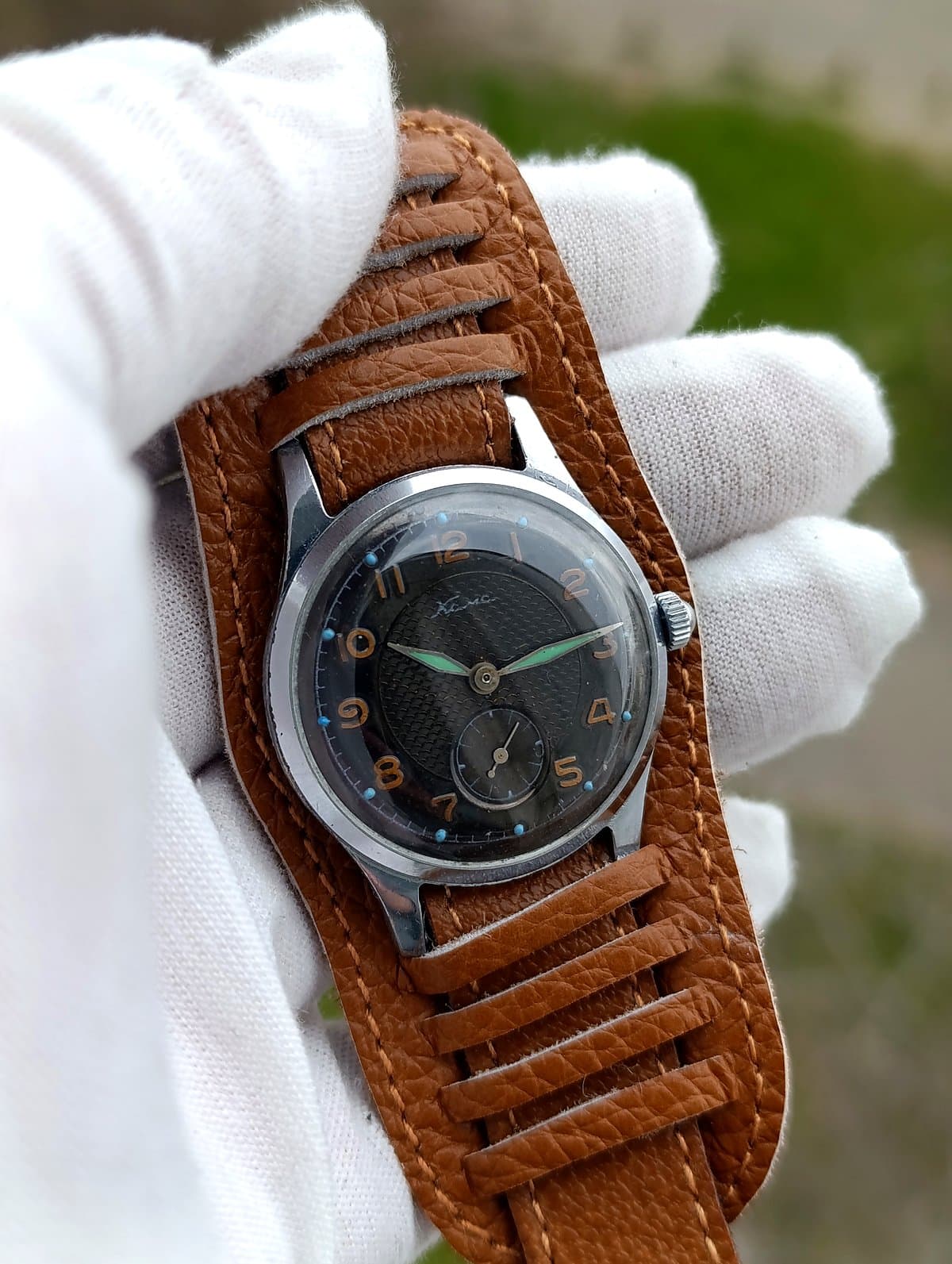 KAMA USSR Watch 1958 Vintage Mechanical Black Dial Small Seconds Classic – thumbnail 8