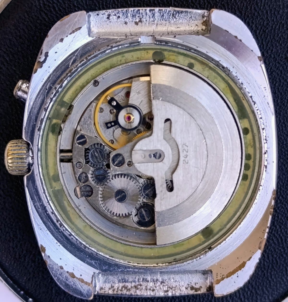 Vintage Slava USSR Automatic Watch 27 Jewels Cal 2427 Day Date Green Dial 1980s – thumbnail 2
