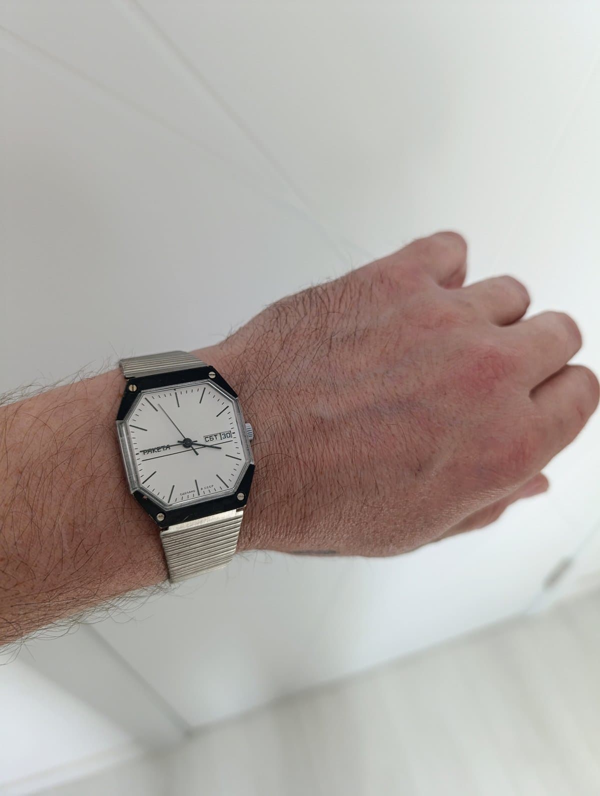 Vintage Raketa Star Wars USSR Watch Mechanical Day Date White Dial 2628H  – thumbnail 11