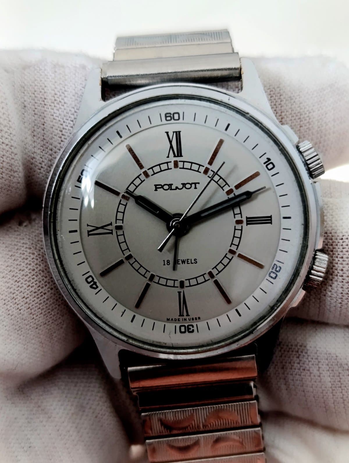 Vintage Poljot Alarm Watch USSR Mechanical 18 Jewels Soviet Wristwatch 1980s – thumbnail 4