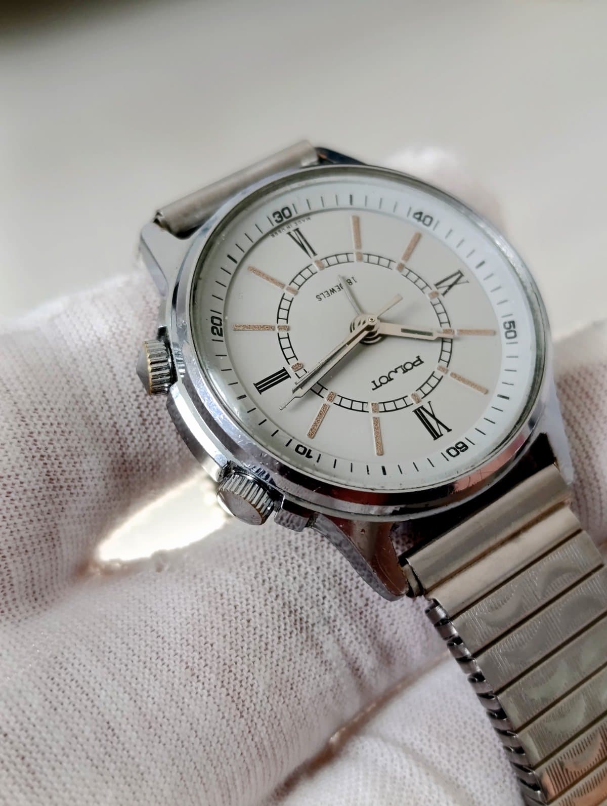 Vintage Poljot Alarm Watch USSR Mechanical 18 Jewels Soviet Wristwatch 1980s – thumbnail 3