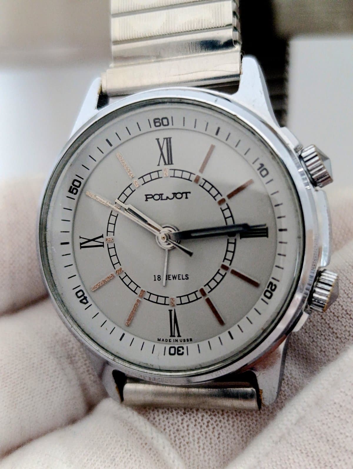 Vintage Poljot Alarm Watch USSR Mechanical 18 Jewels Soviet Wristwatch 1980s – thumbnail 6