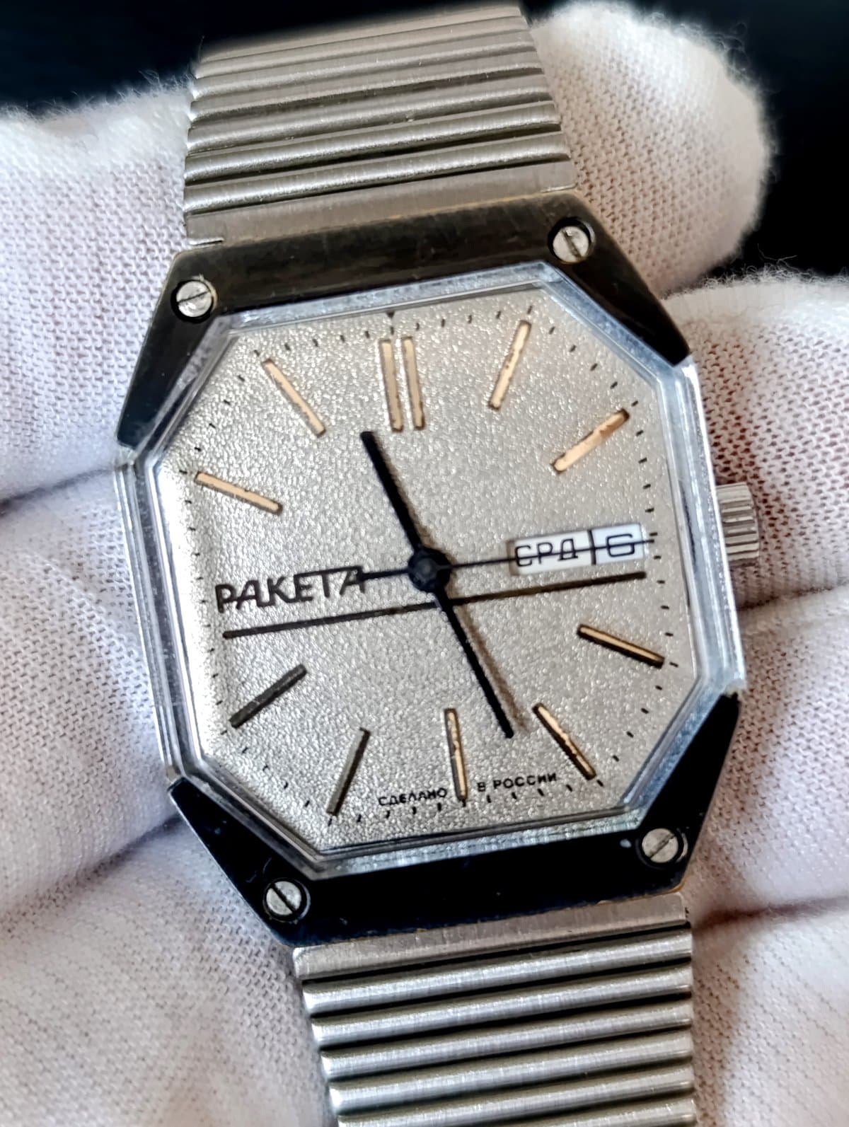 Vintage Russian Raketa Star Wars Watch Day Date Mechanical Wristwatch – thumbnail 11