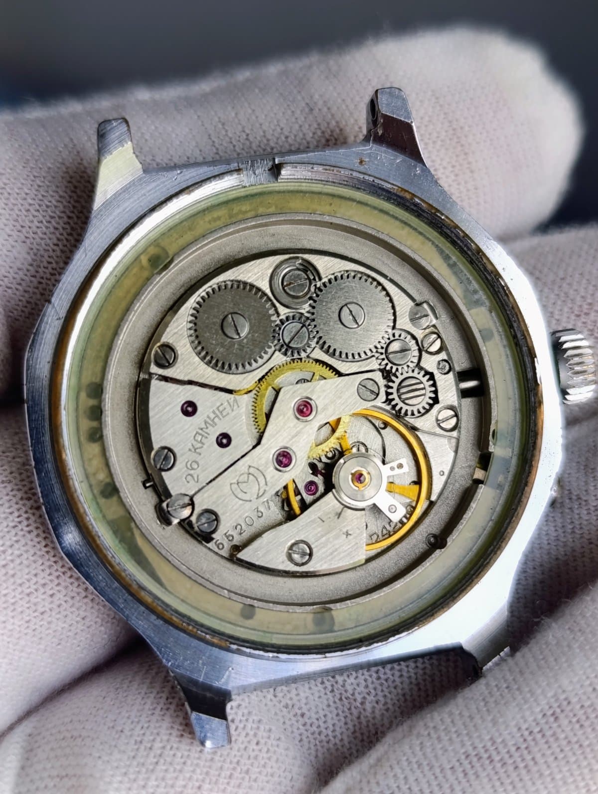 Vintage Slava Soviet Watch USSR Cal 2428 26 Jewels Day Date Navy Dial 1980s  – thumbnail 2