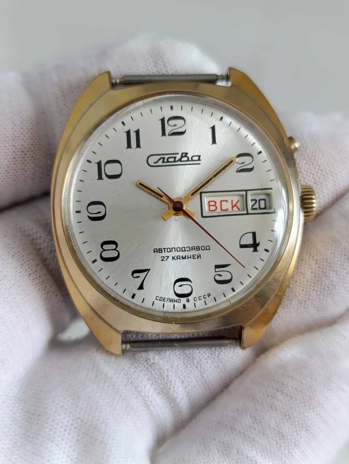 1980s Slava 2427 Automatic Soviet Watch 37mm Gold-Plated – thumbnail 7