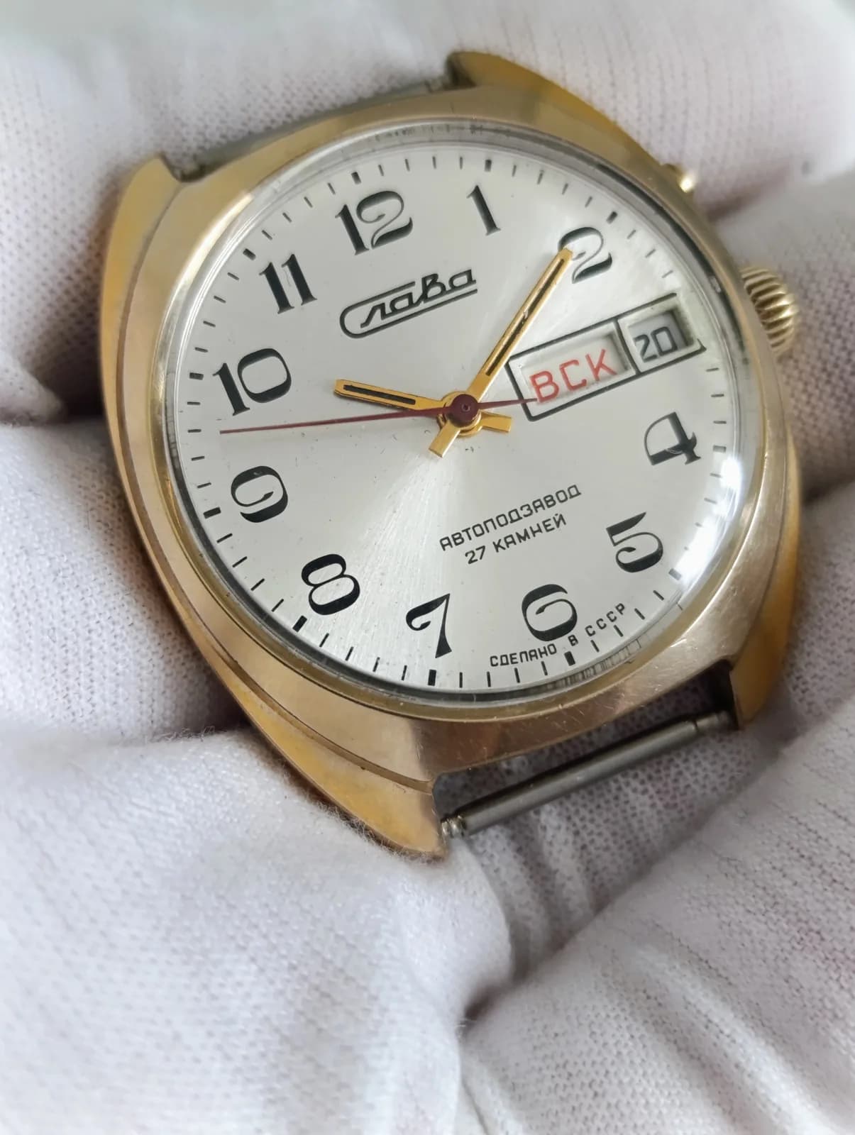 1980s Slava 2427 Automatic Soviet Watch 37mm Gold-Plated – thumbnail 9