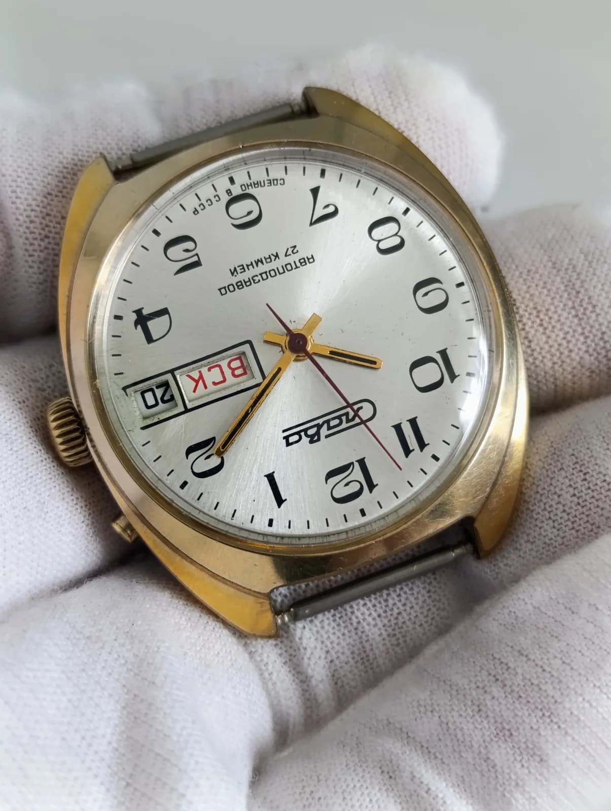 1980s Slava 2427 Automatic Soviet Watch 37mm Gold-Plated – thumbnail 3