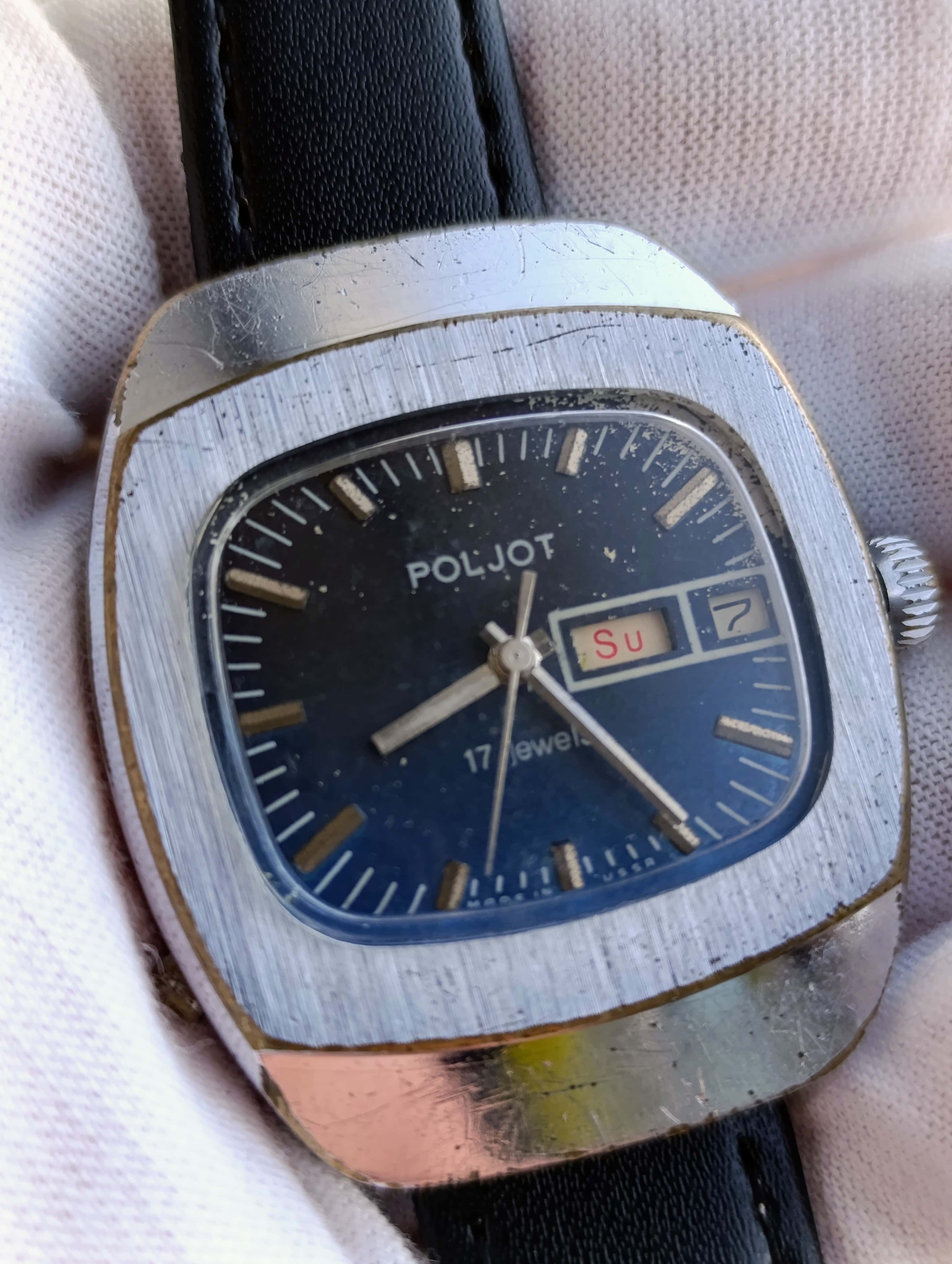 Poljot 2628H Vintage USSR Mechanical Watch First Moscow Watch Factory Blue Dial