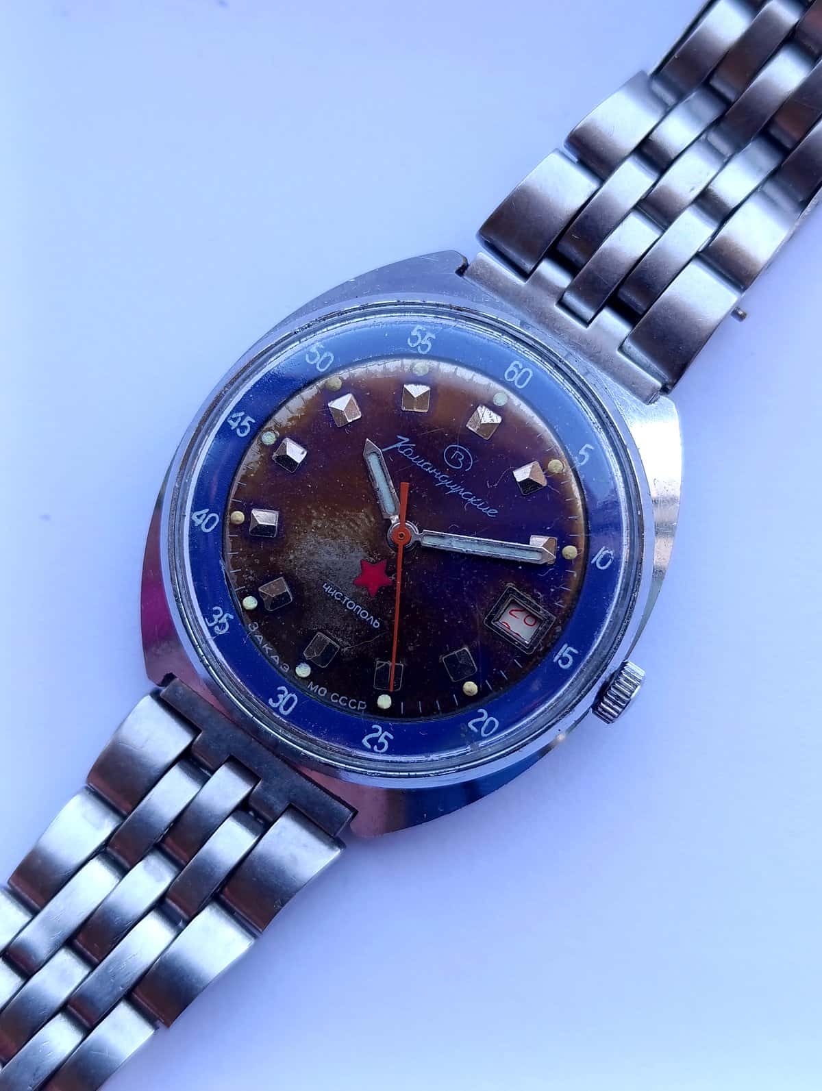 Vintage Komandirskie Soviet Watch Cal. 2234 Hacking Made in USSR Steel Bracelet
