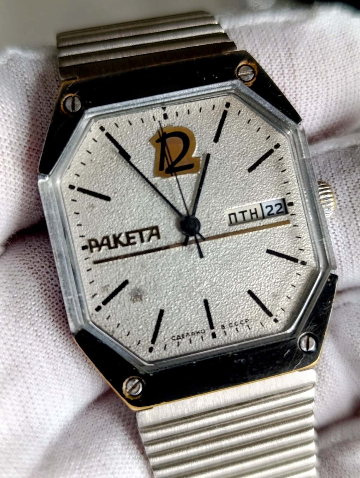 Vintage Raketa Star Wars USSR Watch 2628 Pearl Silver Dial Soviet Watch