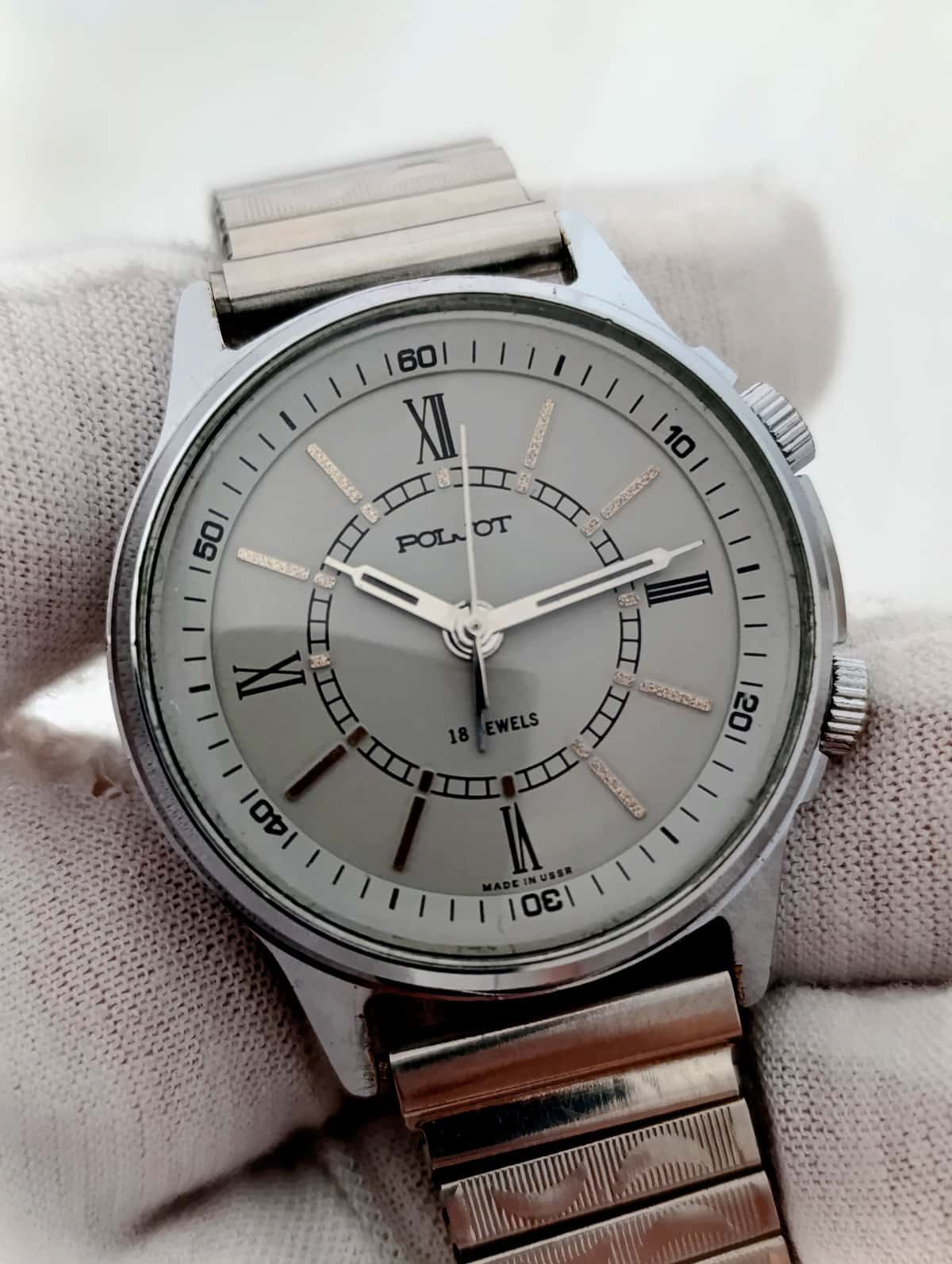 Vintage Poljot Alarm Watch USSR Mechanical 18 Jewels Soviet Wristwatch 1980s