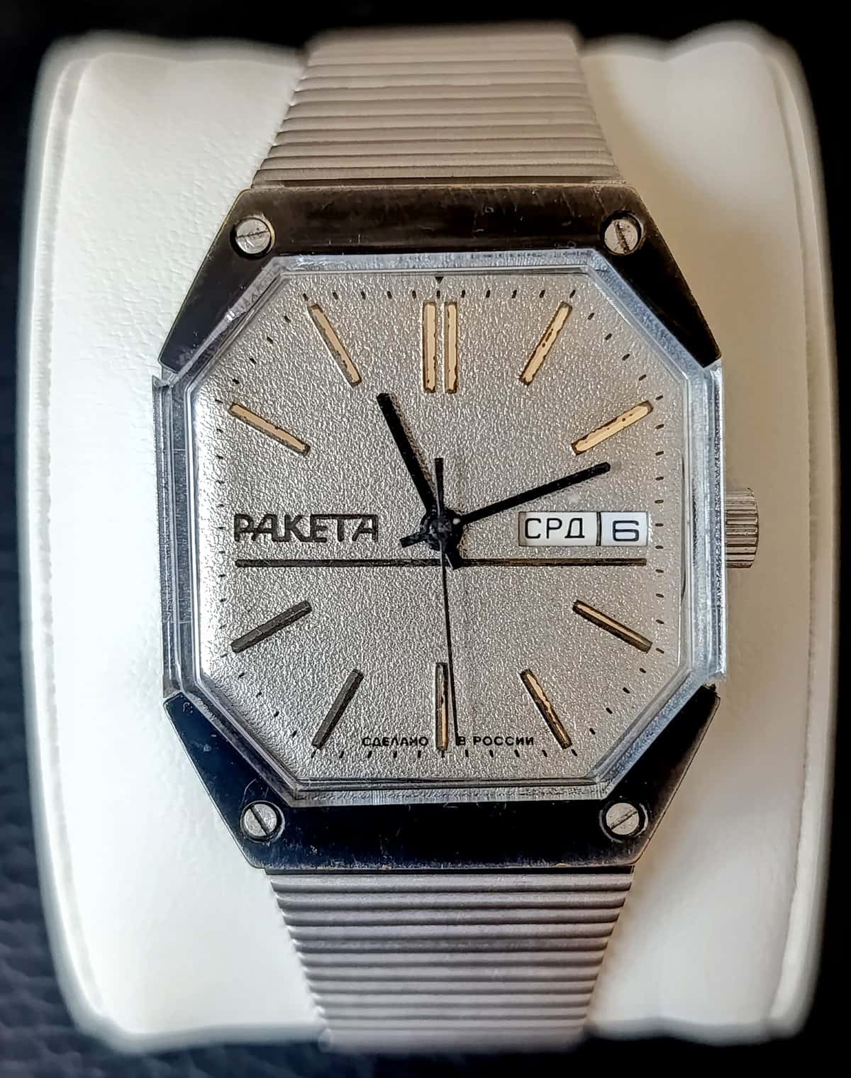 Vintage Russian Raketa Star Wars Watch Day Date Mechanical Wristwatch